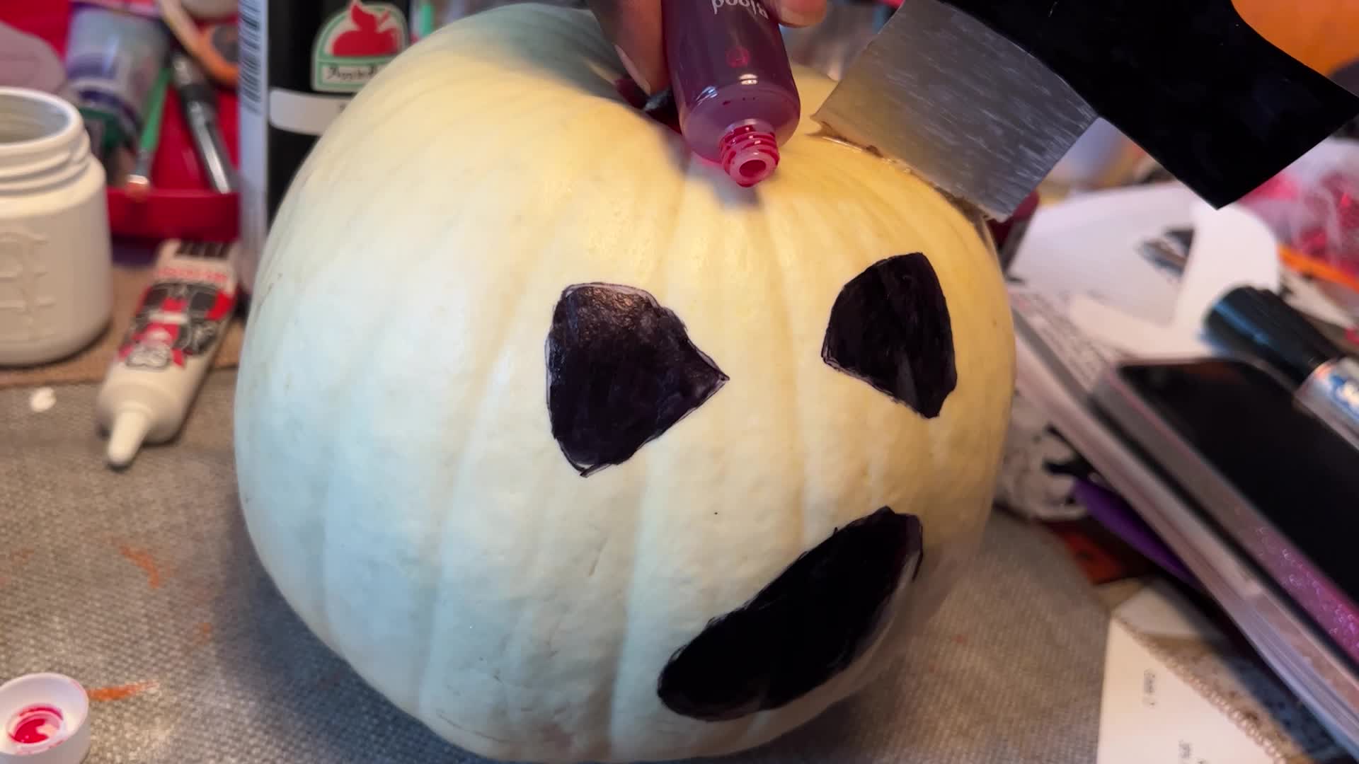 Painting and decorating pumpkins for Halloween in Toronto