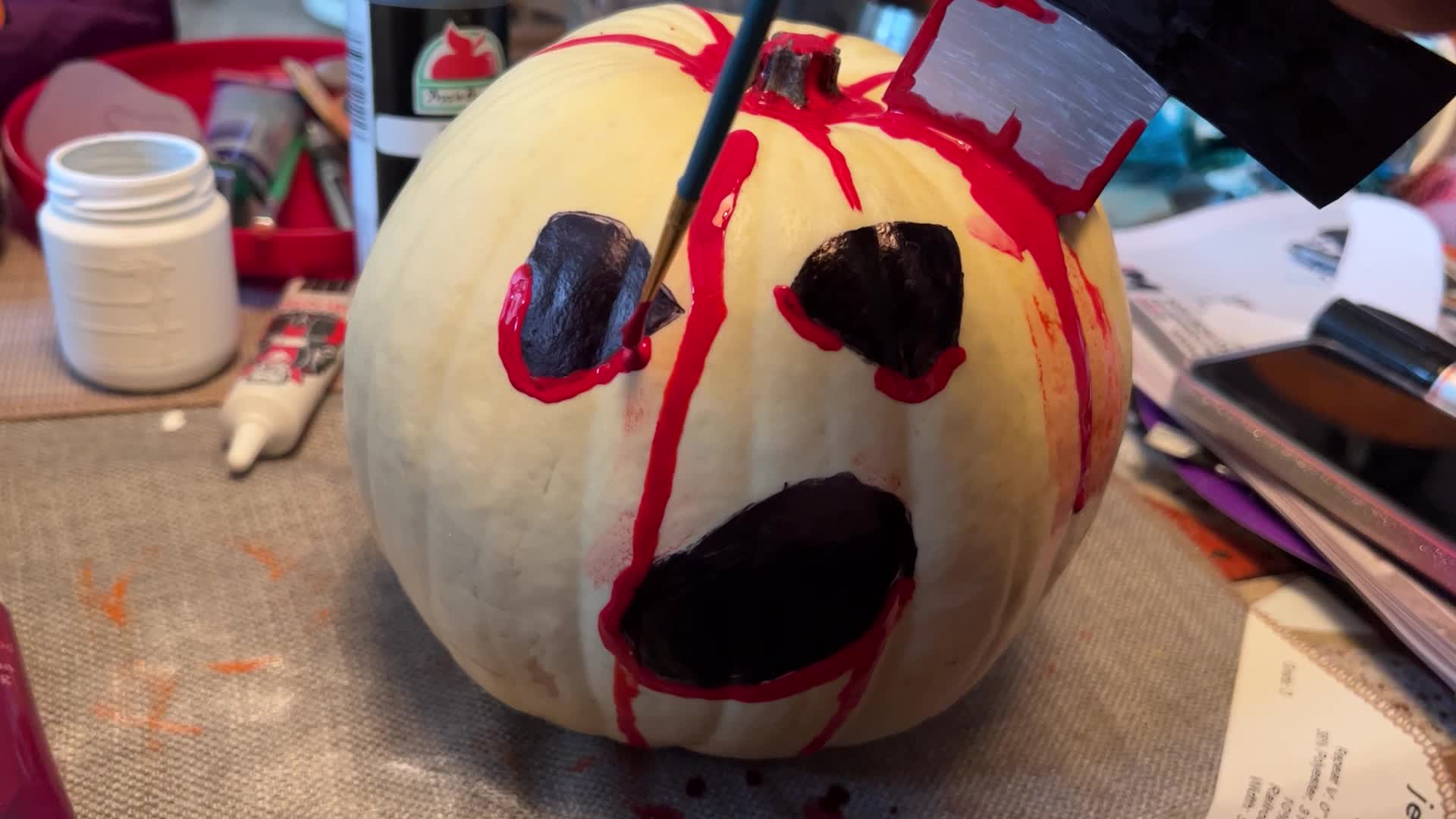 Painting and decorating pumpkins for Halloween in Toronto