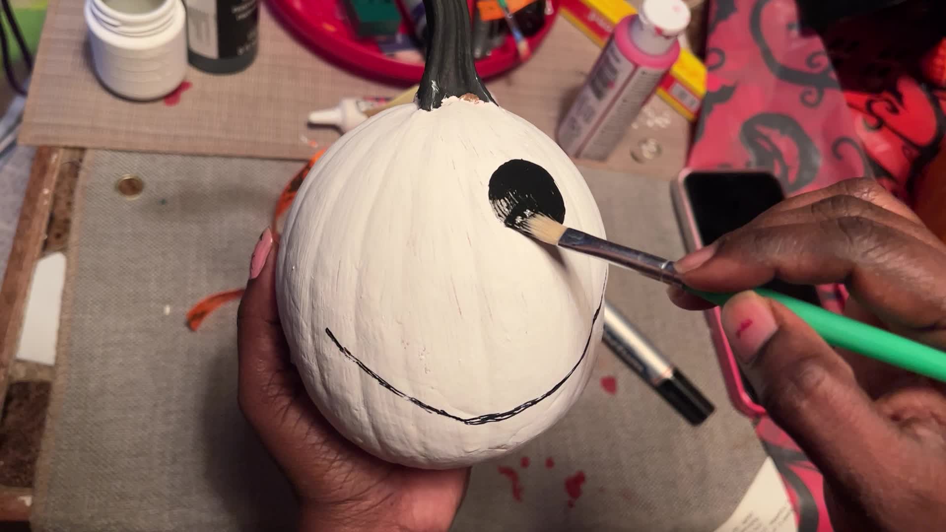 Painting and decorating pumpkins for Halloween in Toronto