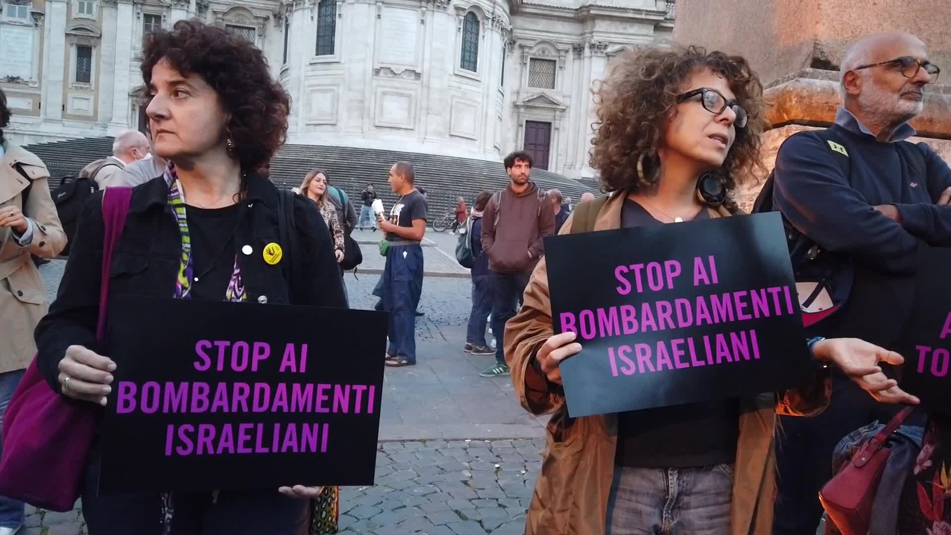 Amnesty International Italy torchlight procession against the humanitarian crisis in Gaza 