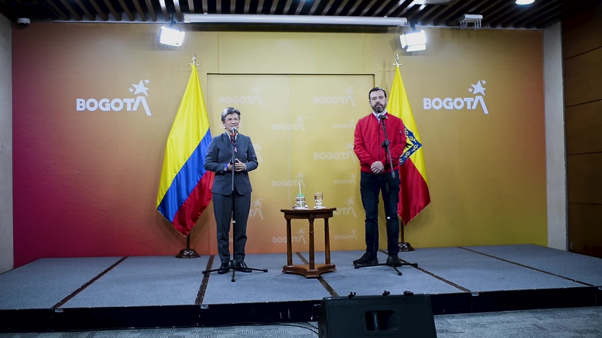 Press Conference between Bogota's Mayor Claudia Lopez and Mayor-Elect Carlos Fernando Galan