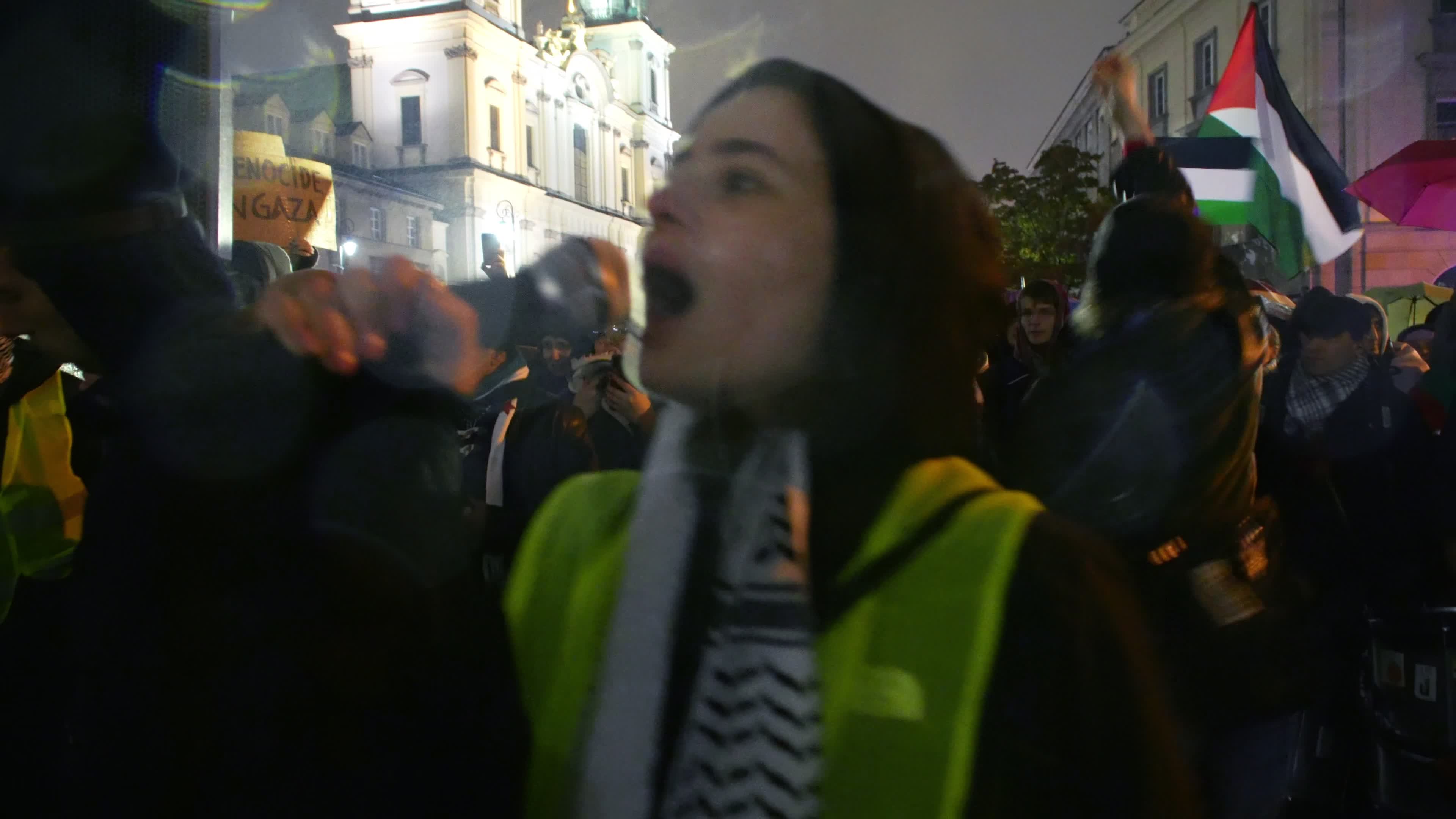 Gaza support rally in Warsaw