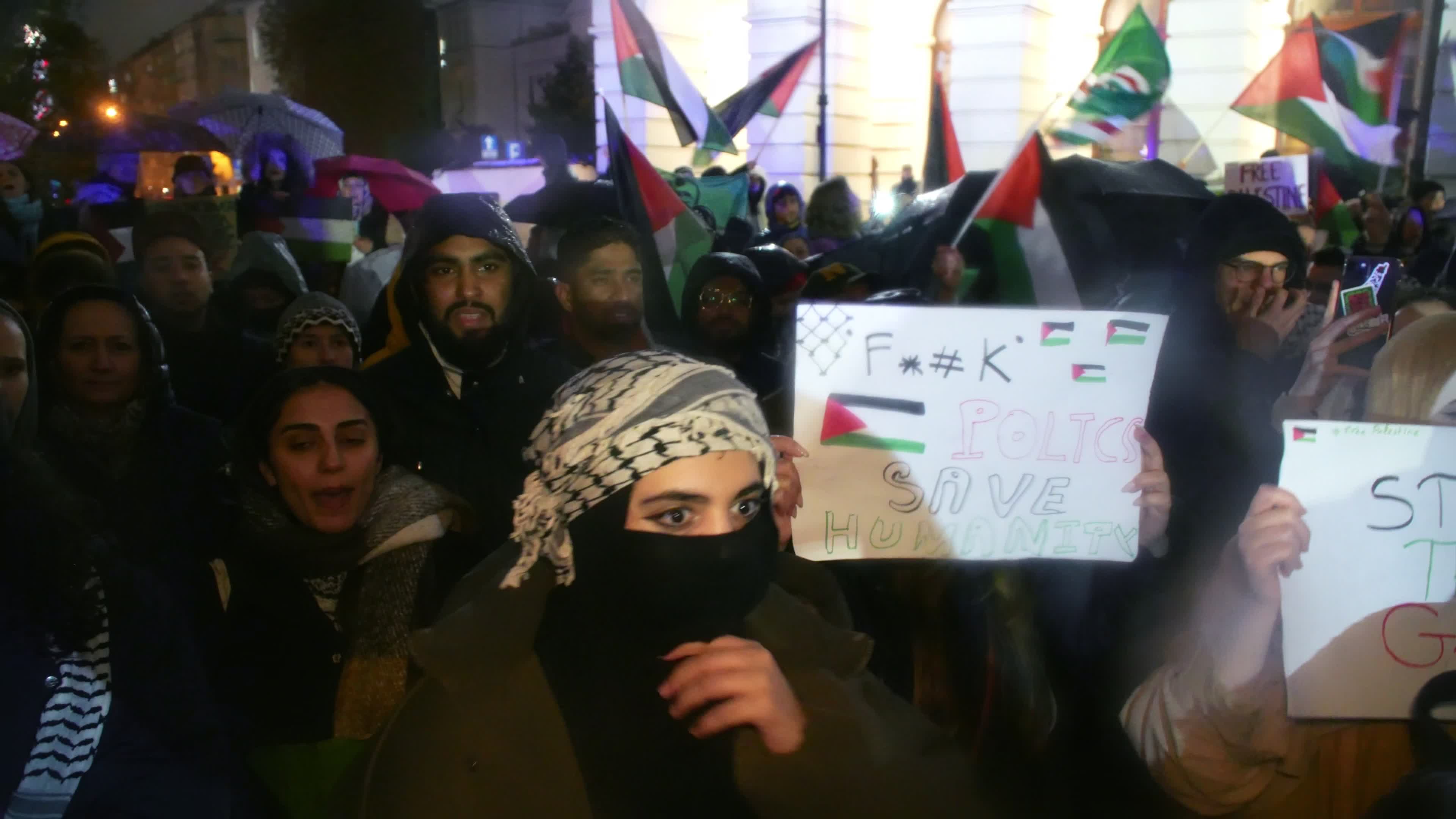 Gaza support rally in Warsaw