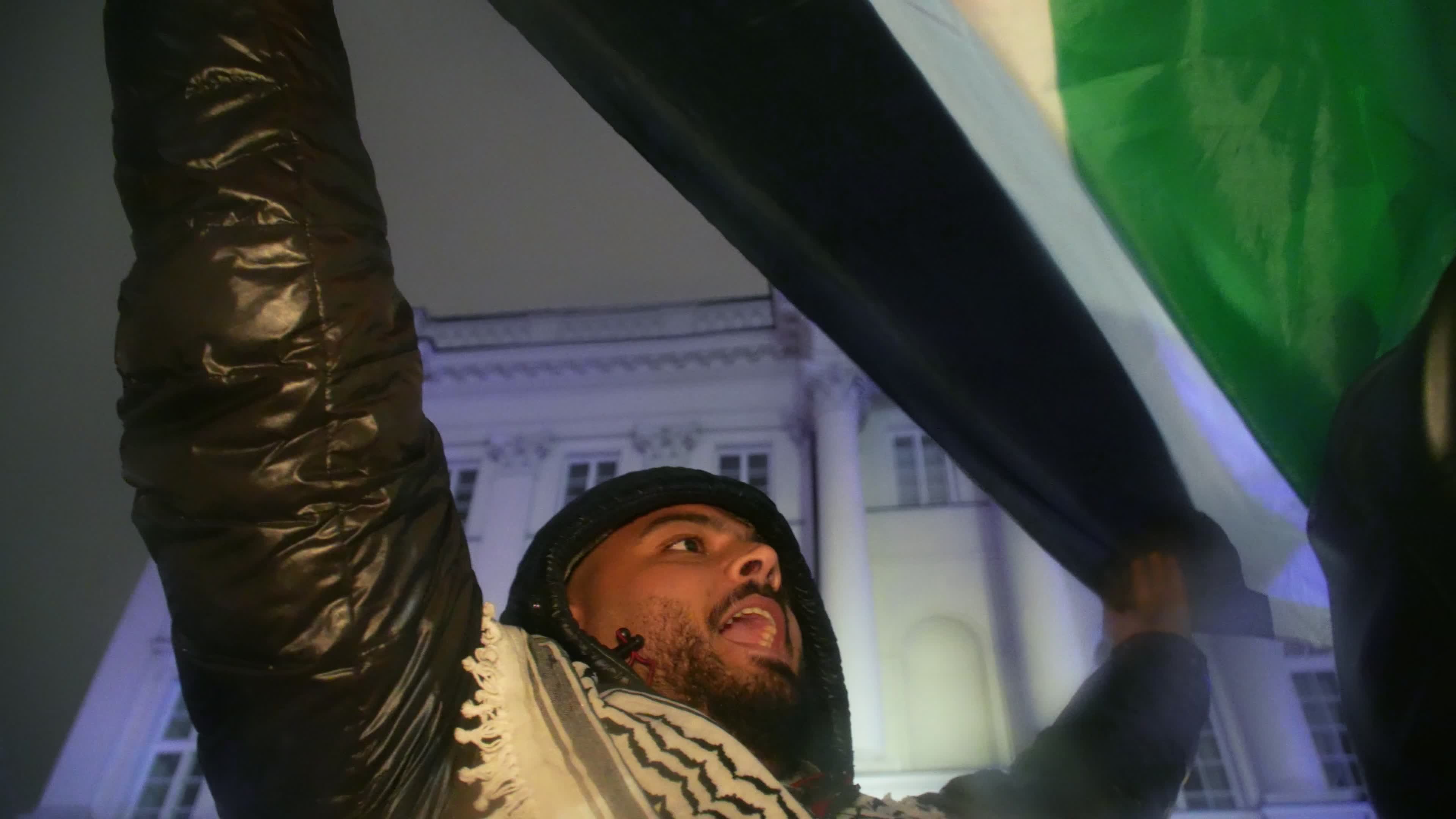 Gaza support rally in Warsaw