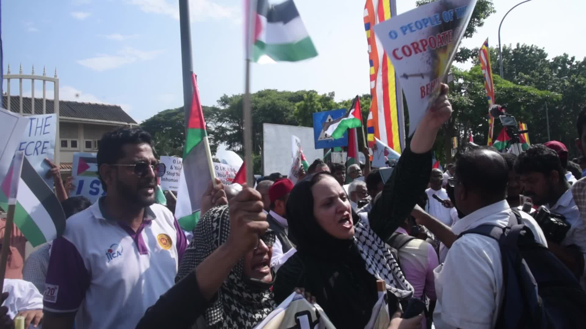 Protest in support of Palestinians in Colombo