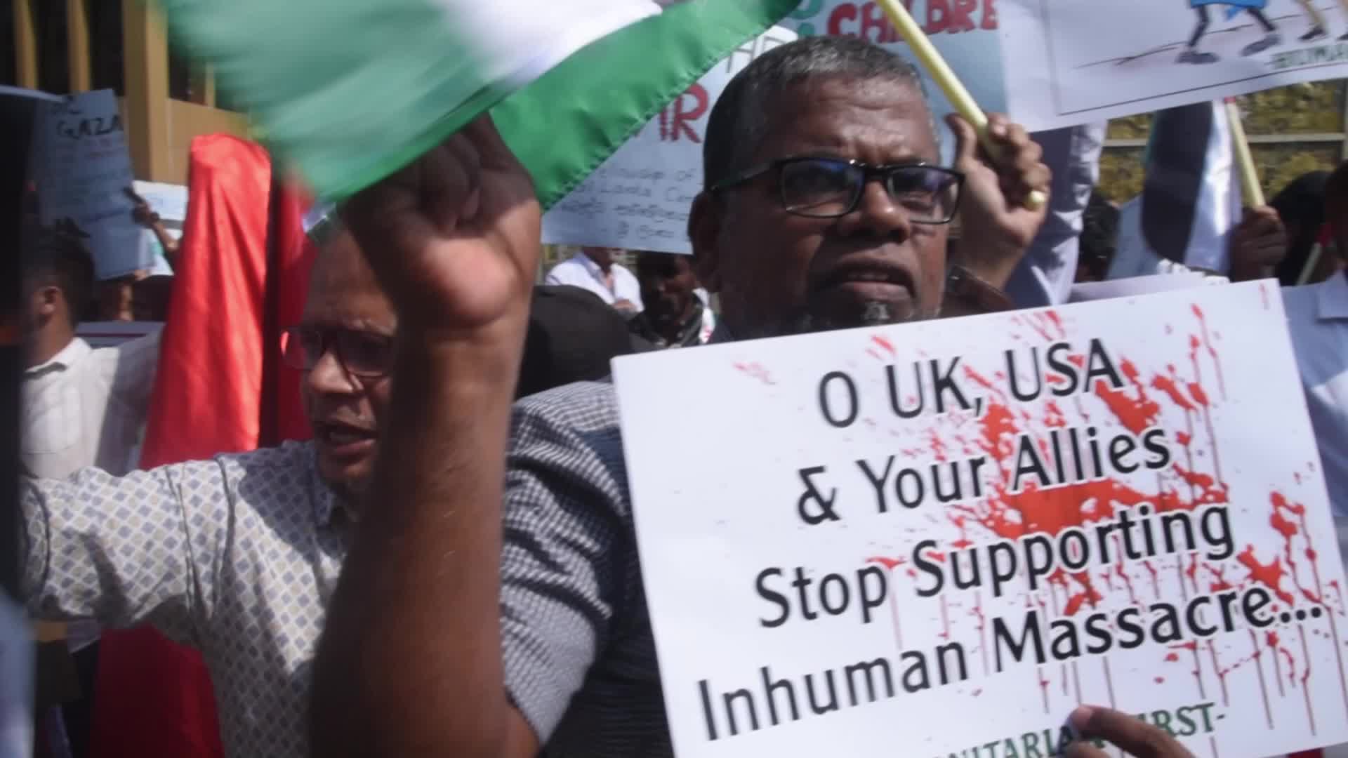 Protest in support of Palestinians in Colombo