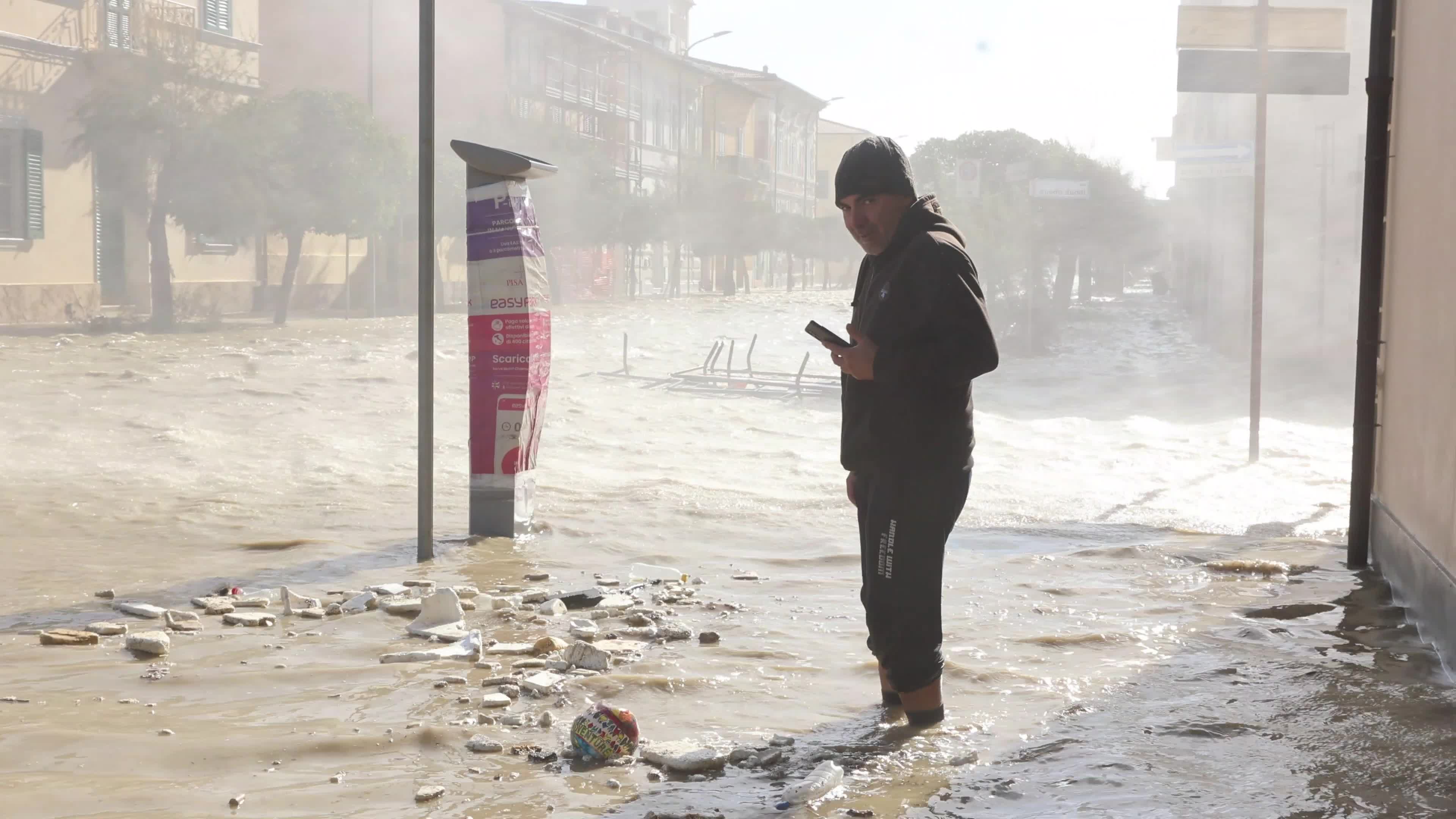 Big storm surge on the Tuscan coastline 
