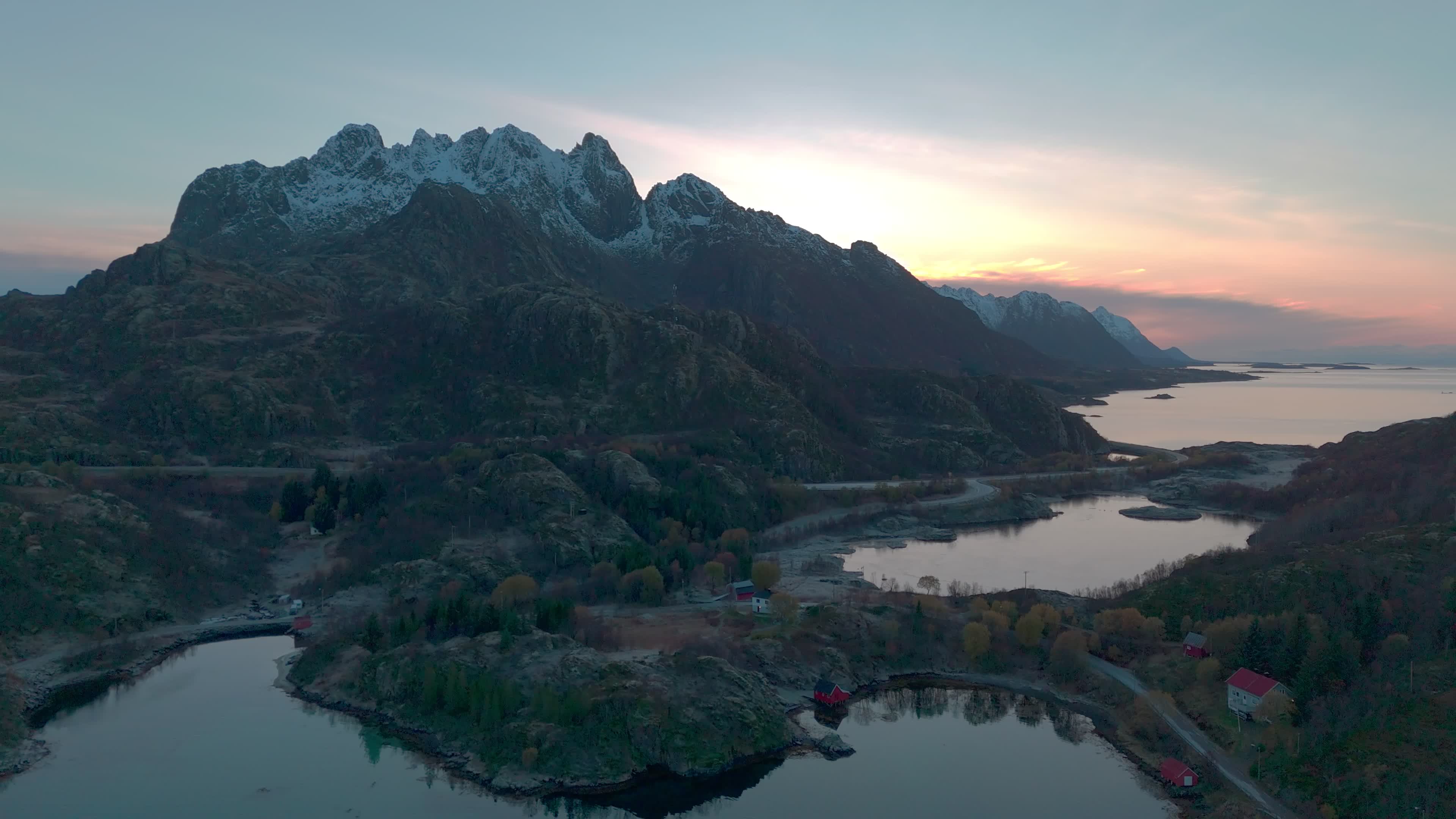 Drone View Of Lofoten Islands - Hanøyveien