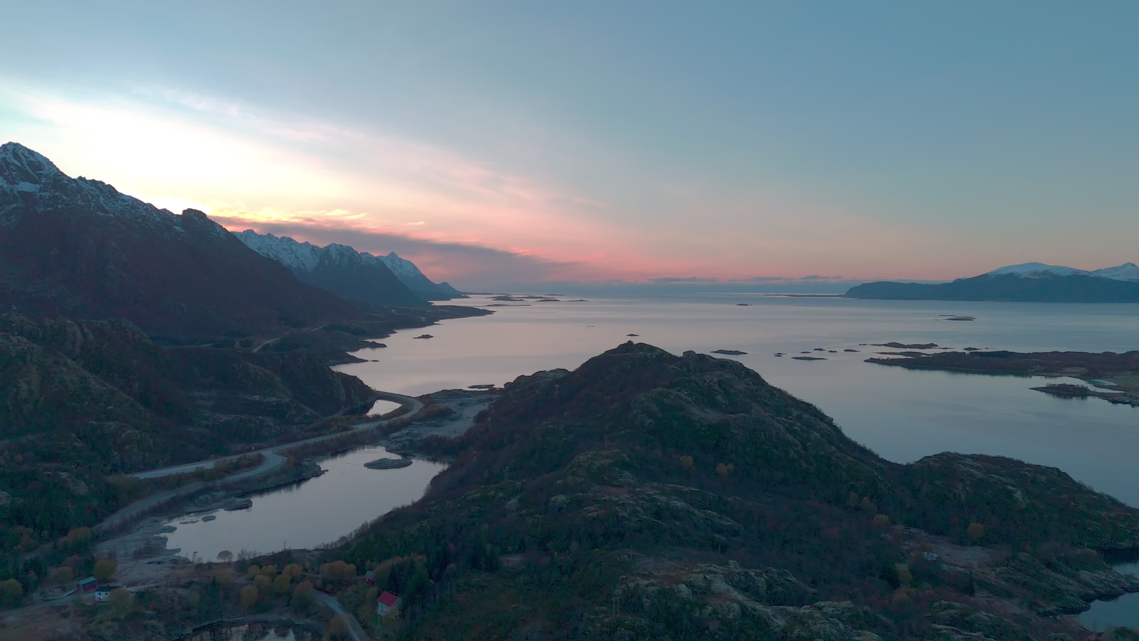 Drone View Of Lofoten Islands - Hanøyveien