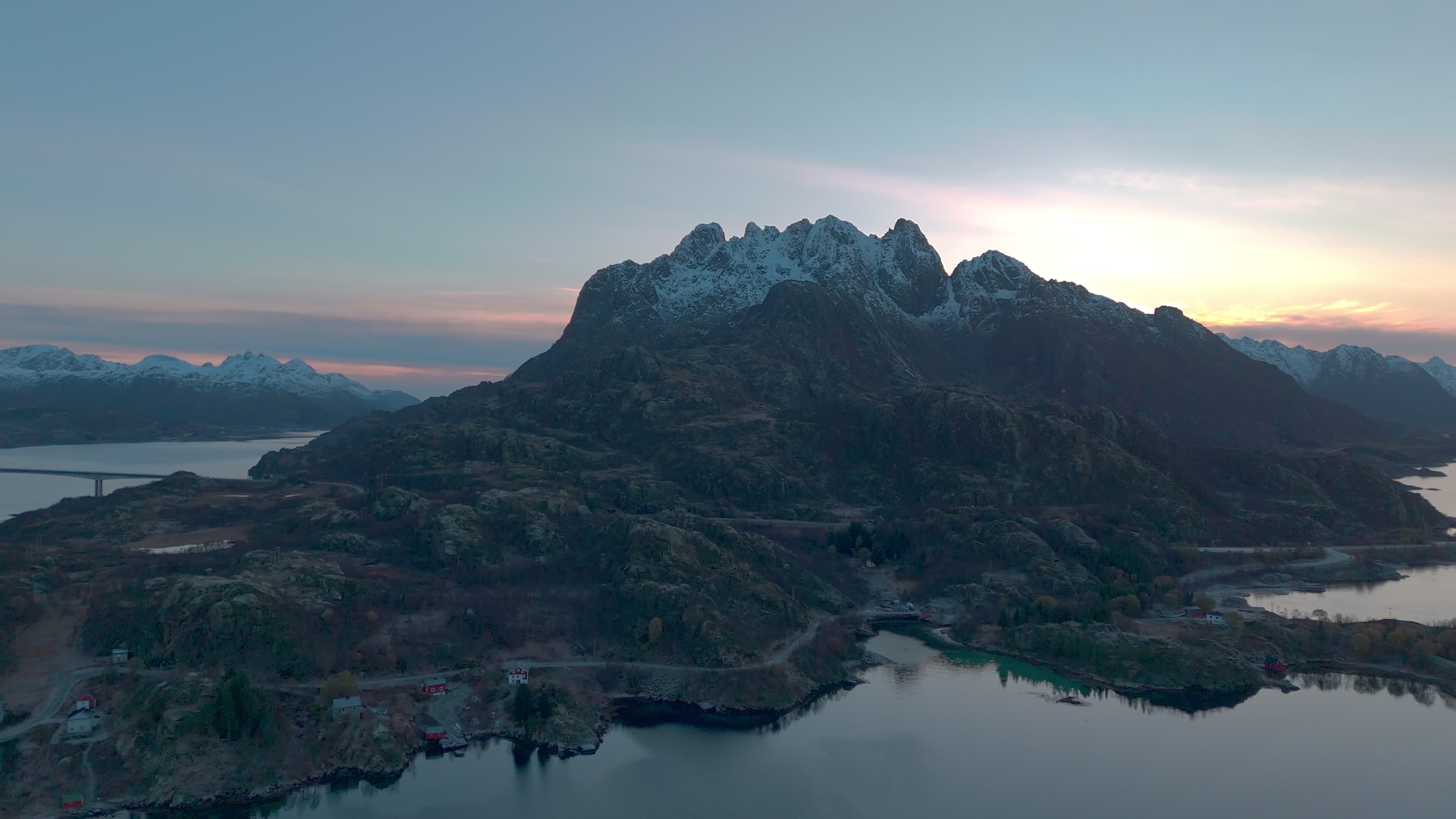 Drone View Of Lofoten Islands - Hanøyveien