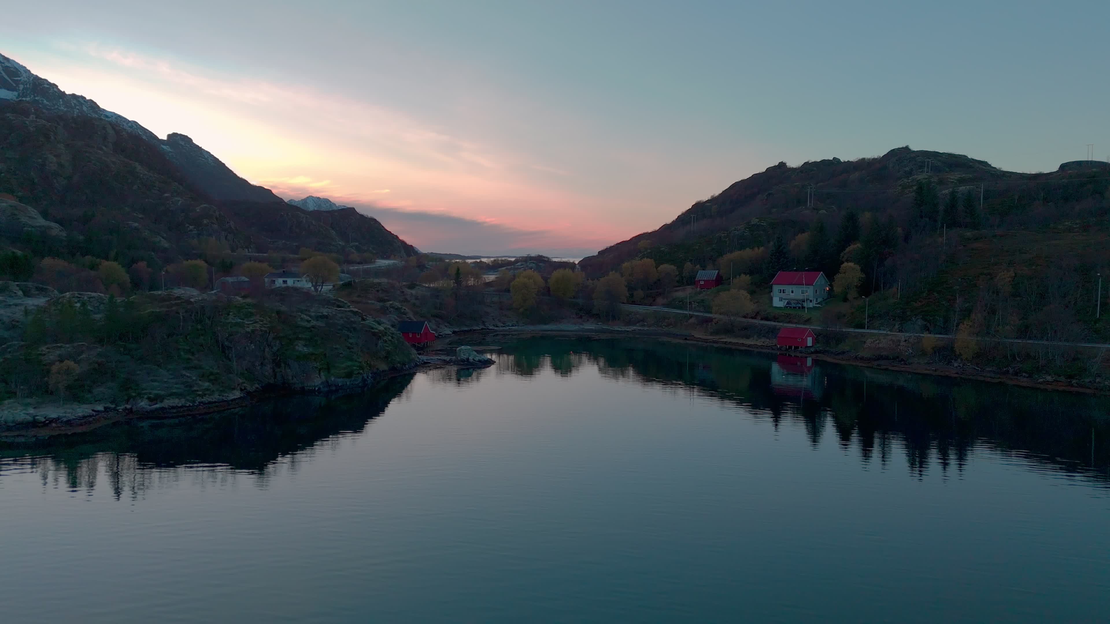 Drone View Of Lofoten Islands - Hanøyveien