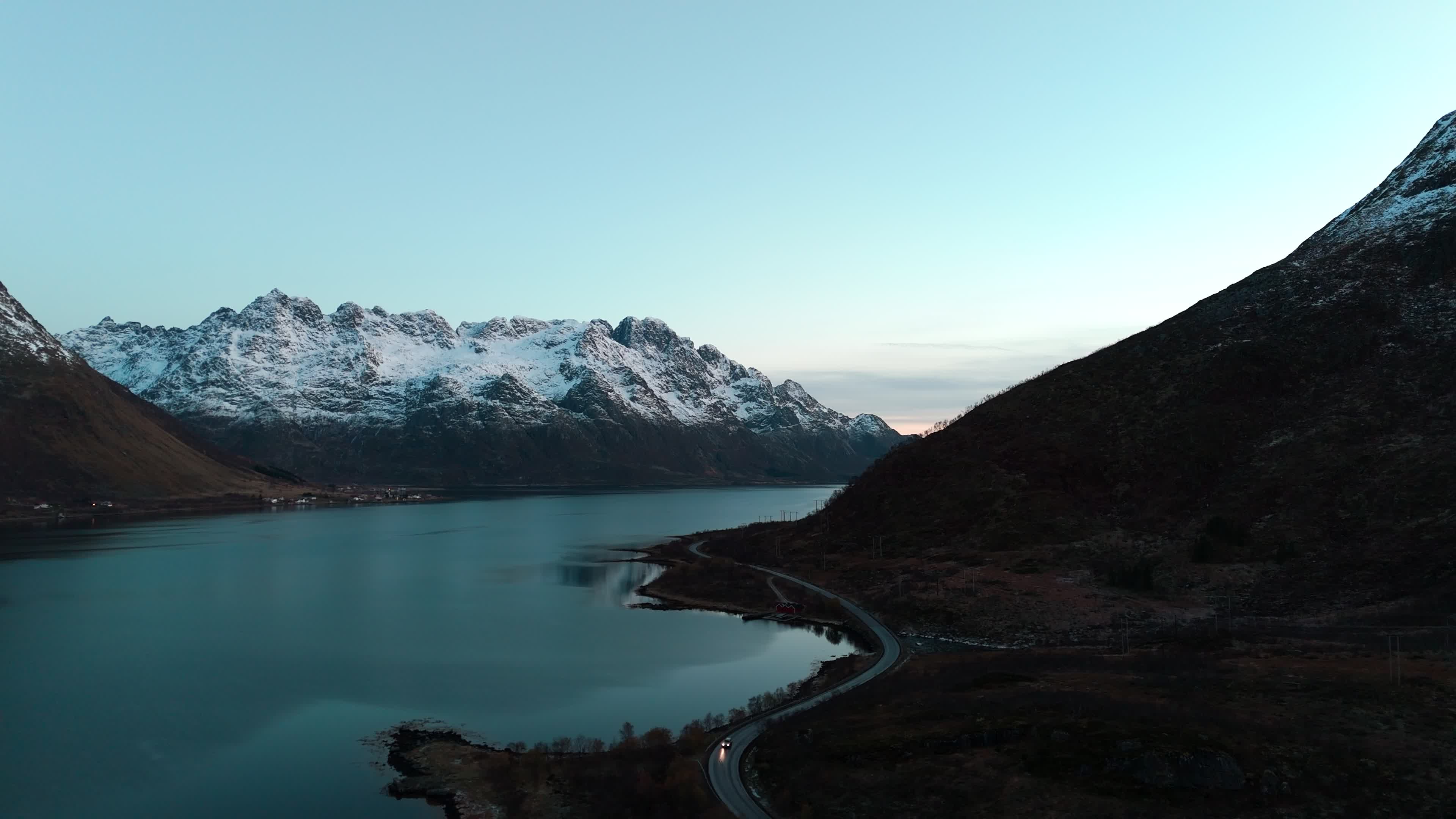 Aerial View Of Fjords In Lofoten Islands, Norway