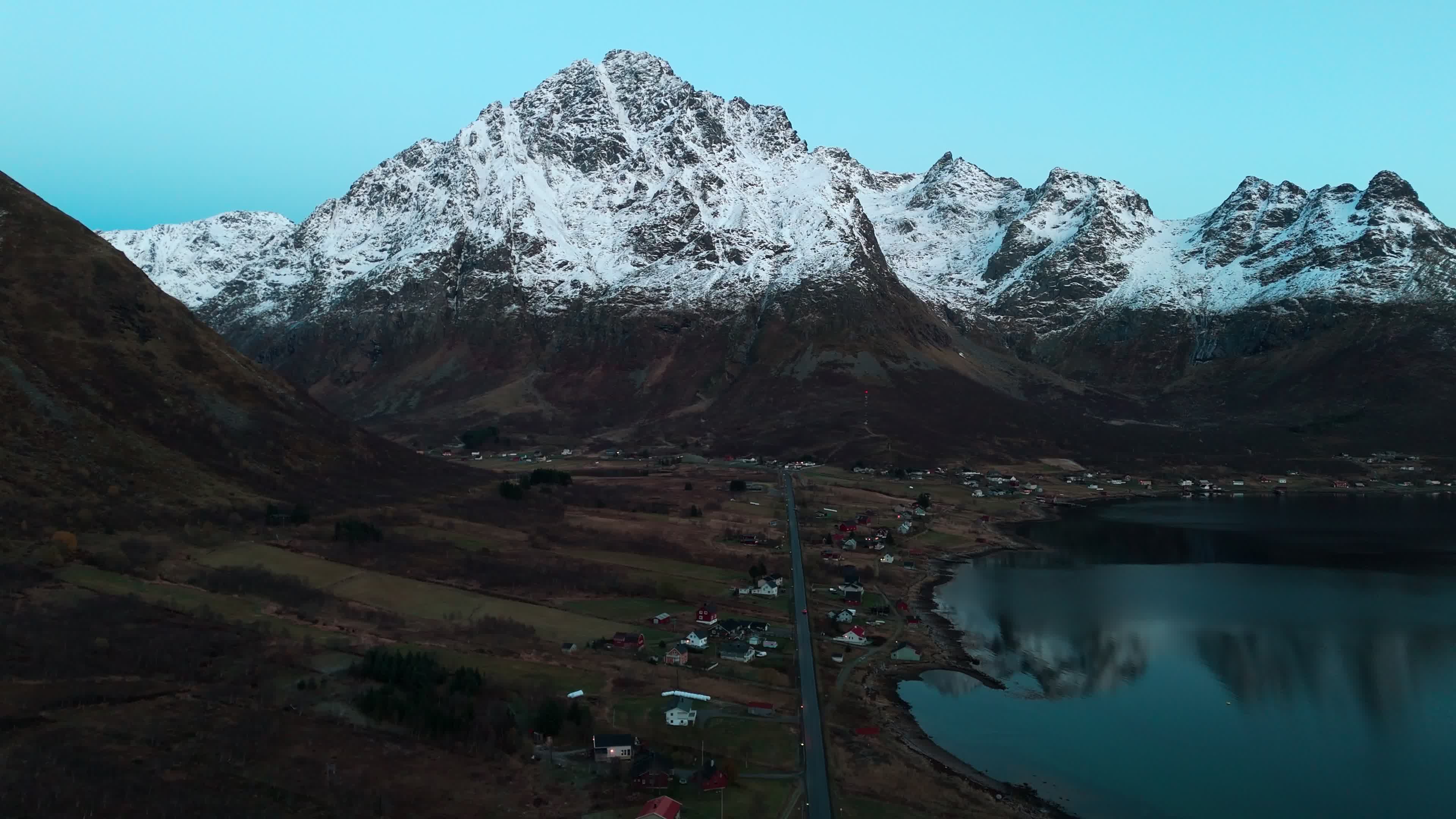 Aerial View Of Fjords In Lofoten Islands, Norway