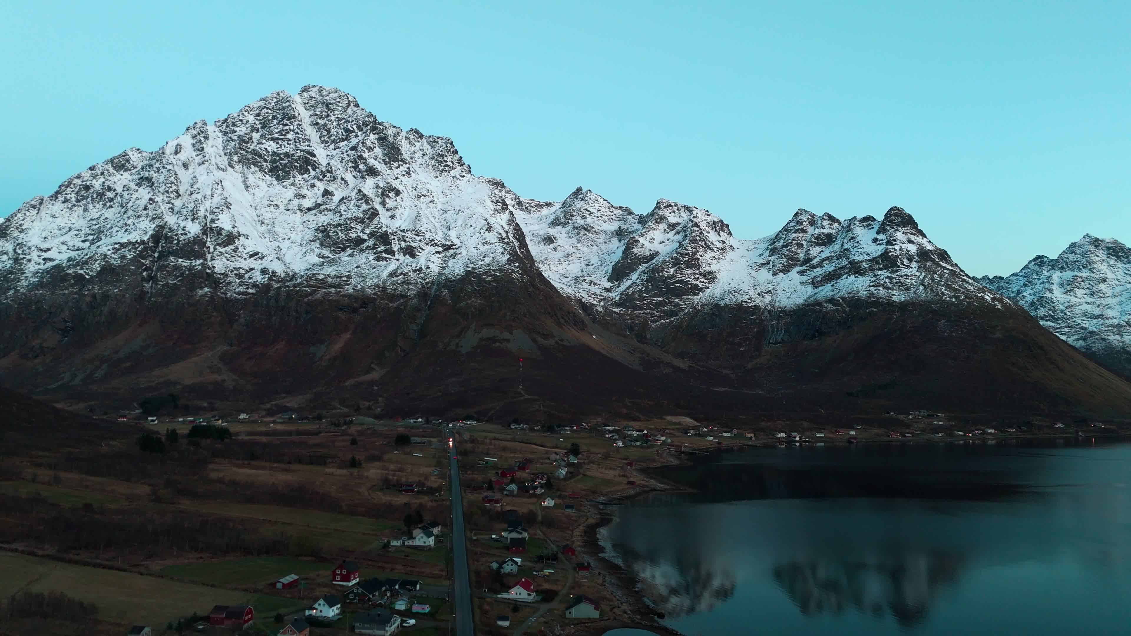 Aerial View Of Fjords In Lofoten Islands, Norway