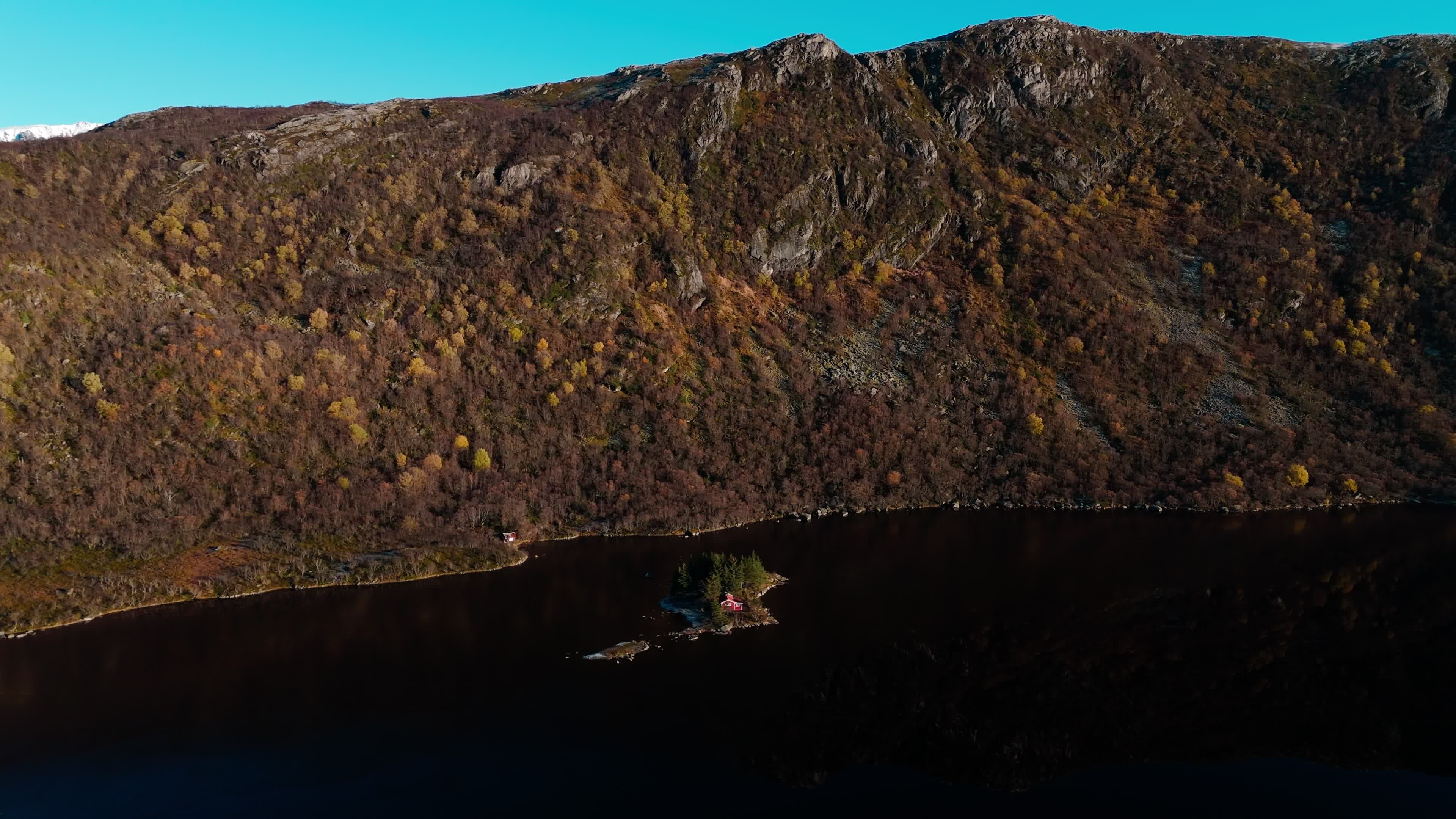 Drone View Of Isolated House In The Lofoten Islands