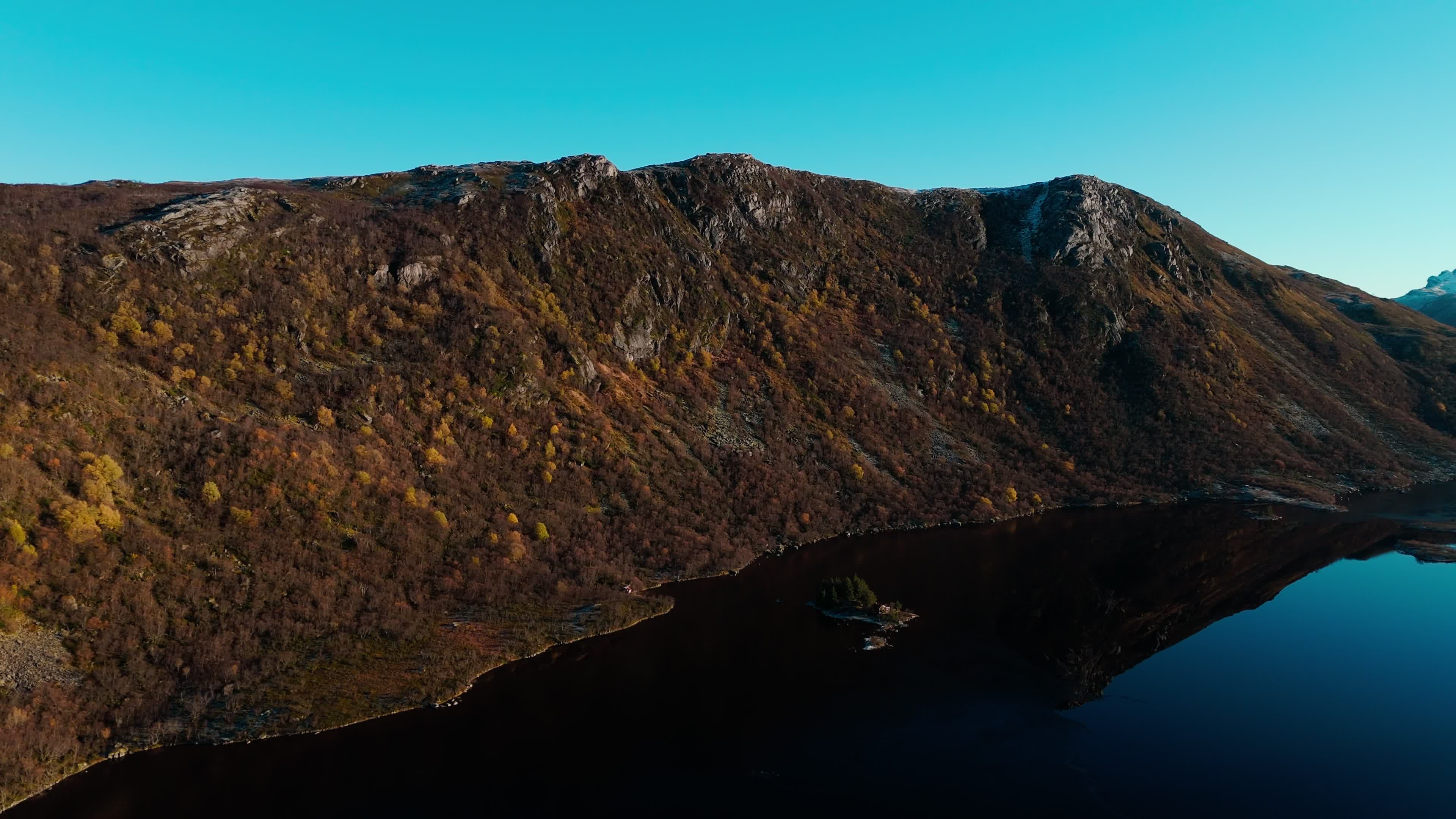 Drone View Of Isolated House In The Lofoten Islands