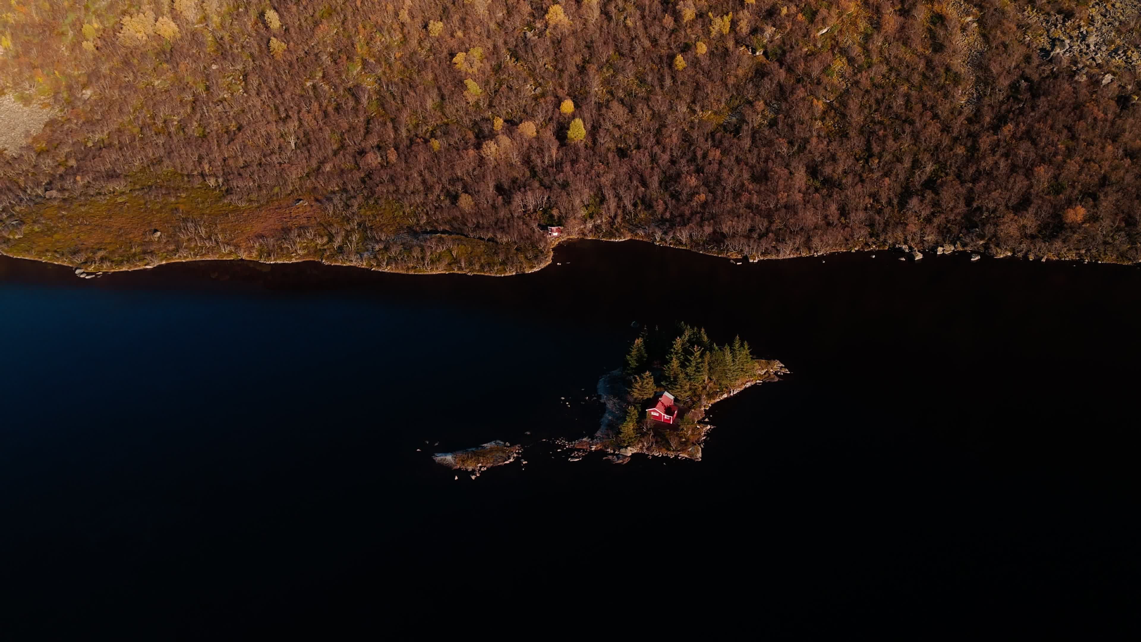 Drone View Of Isolated House In The Lofoten Islands