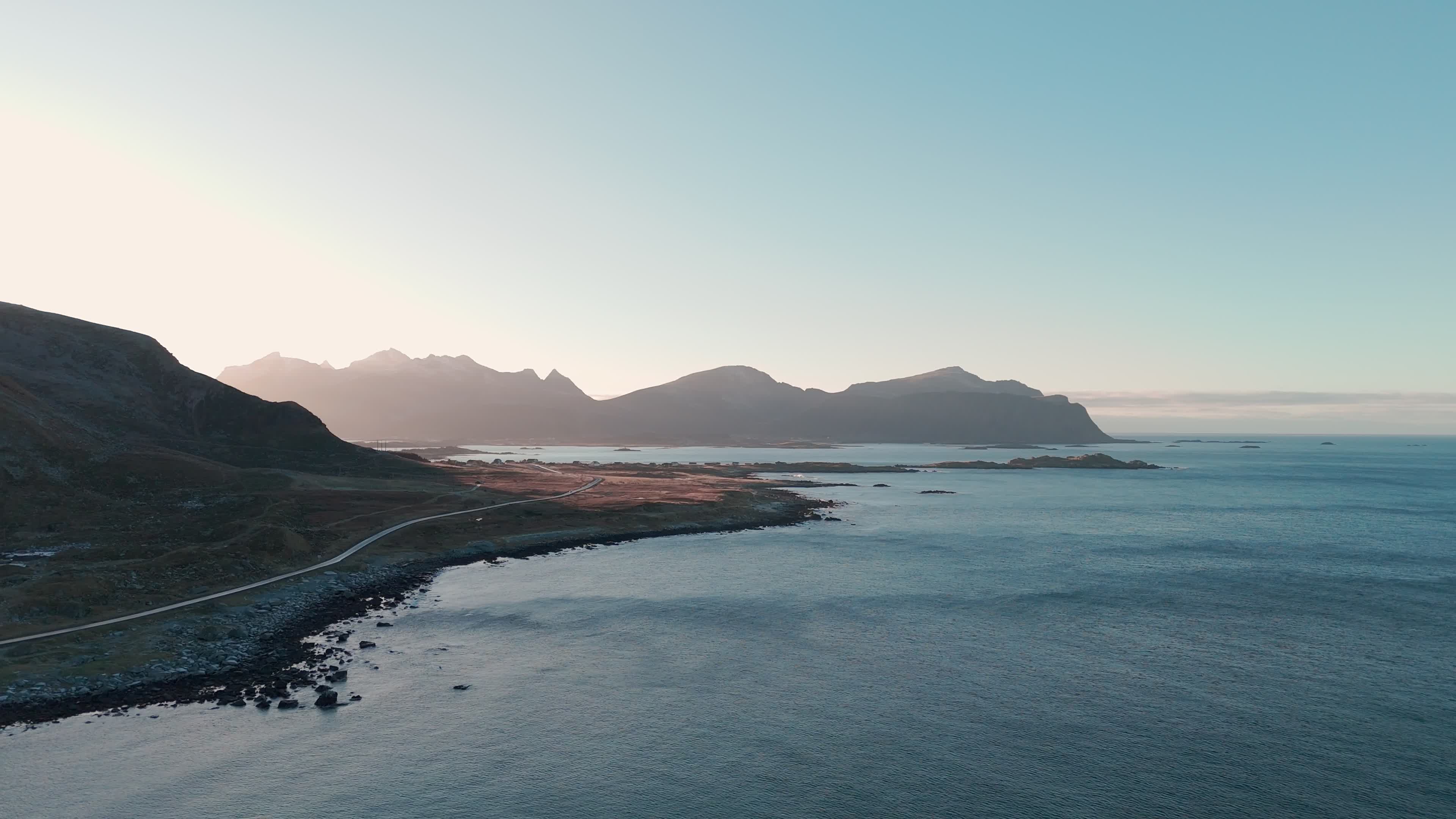 Aerial View Of Skagsanden Beach In Lofoten Islands