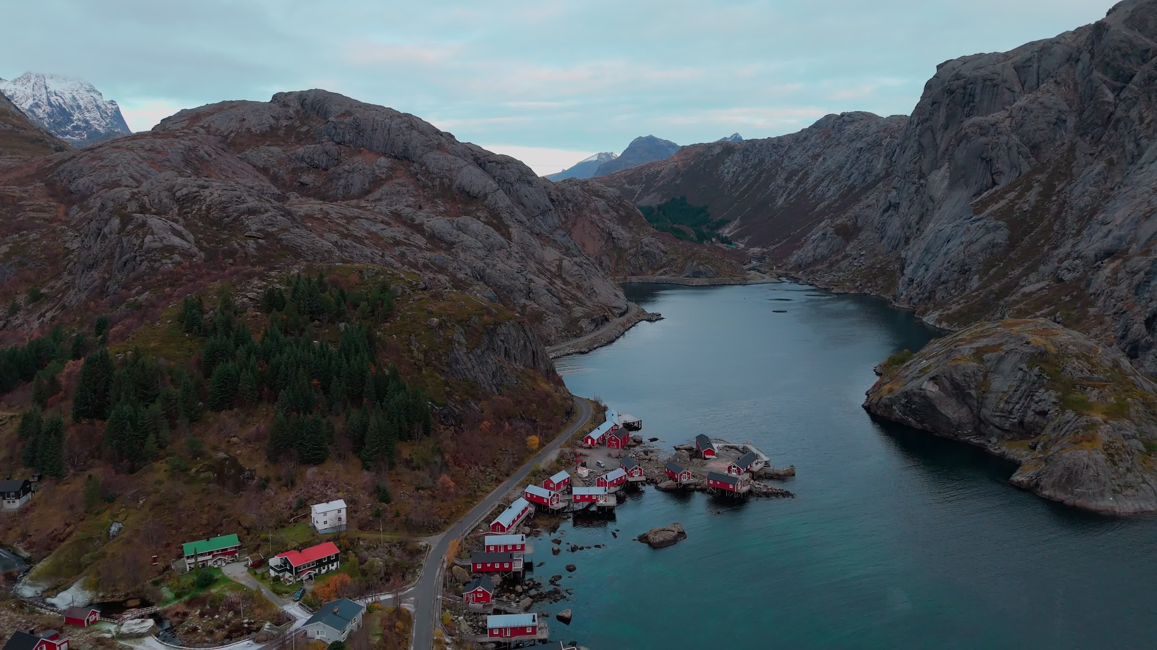 Aerial View Of Fishing Village Of Nusfjord, Lofoten Islands