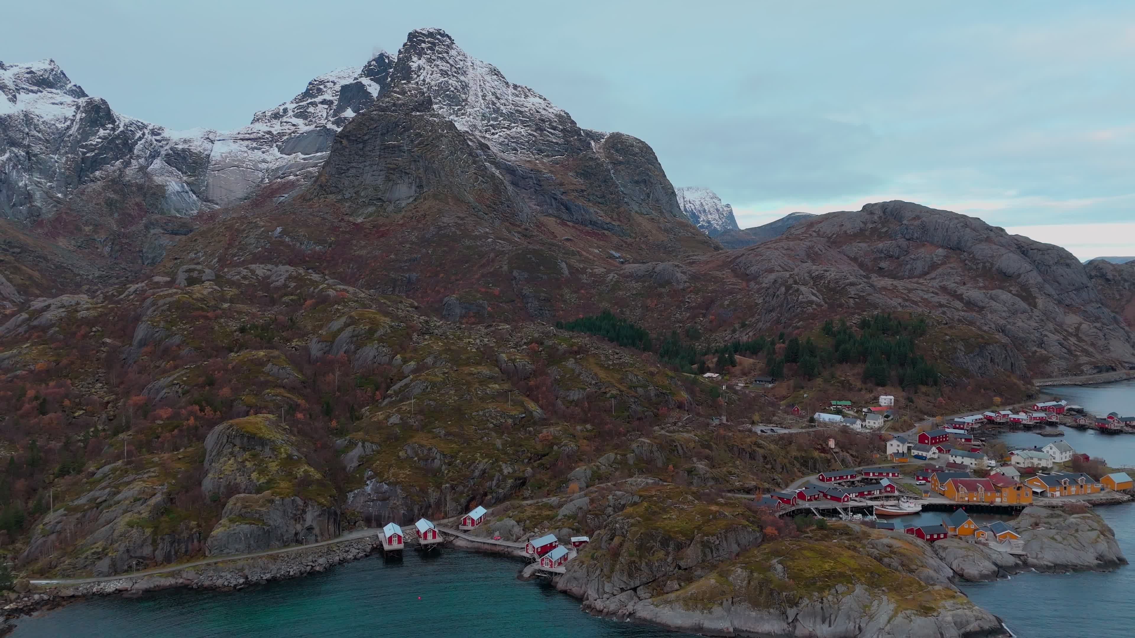 Aerial View Of Fishing Village Of Nusfjord, Lofoten Islands