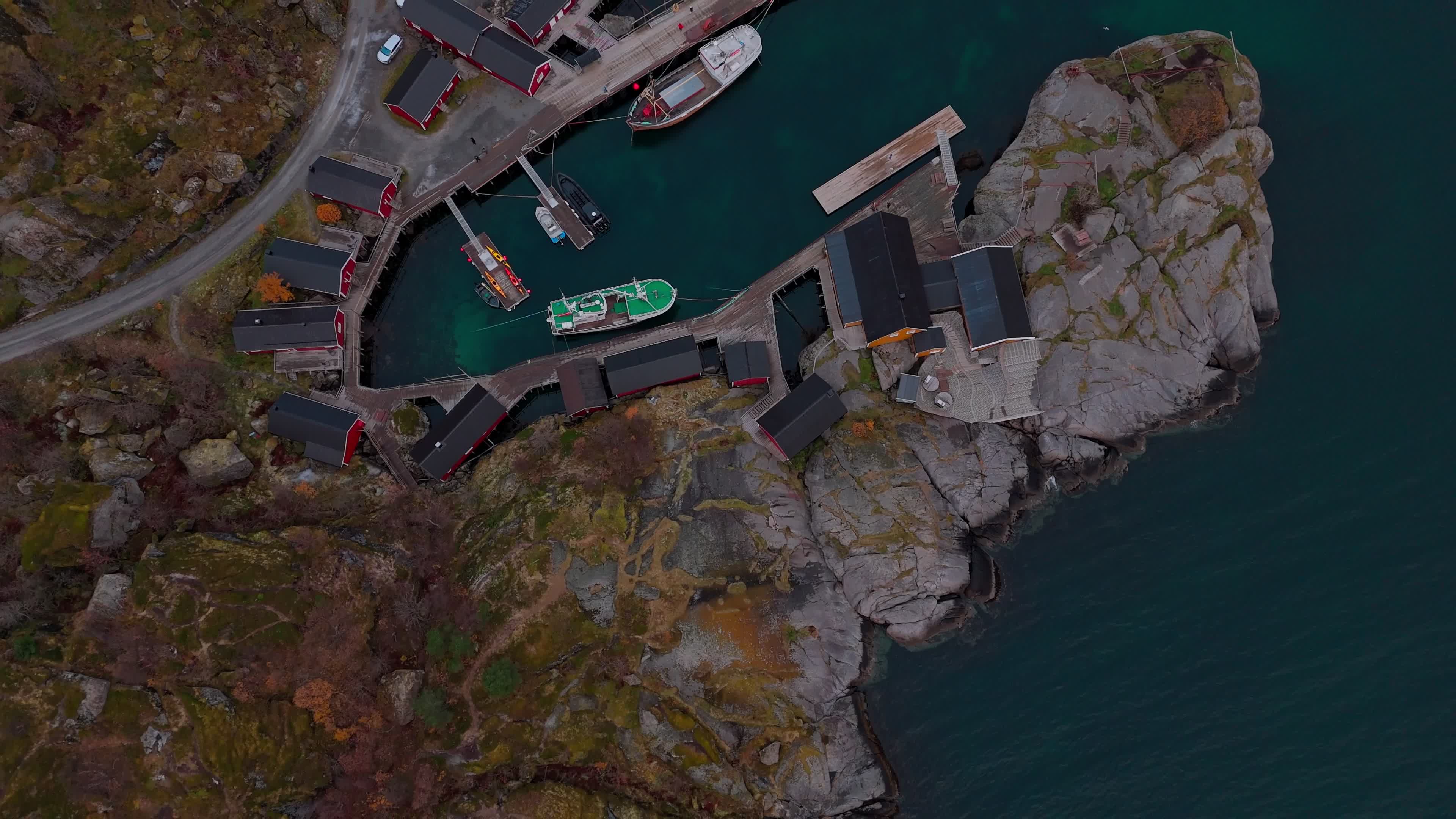 Aerial View Of Fishing Village Of Nusfjord, Lofoten Islands