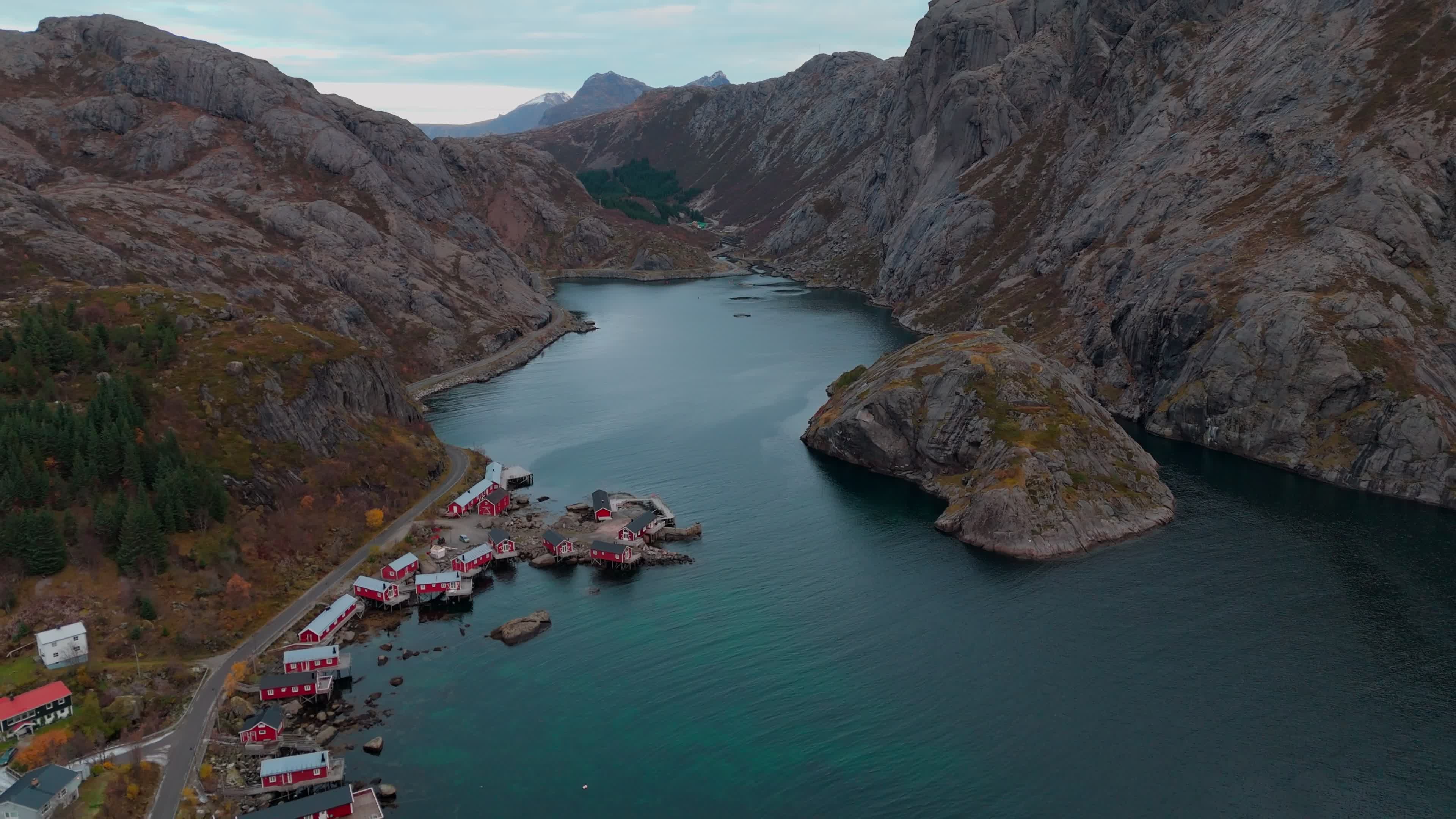 Aerial View Of Fishing Village Of Nusfjord, Lofoten Islands