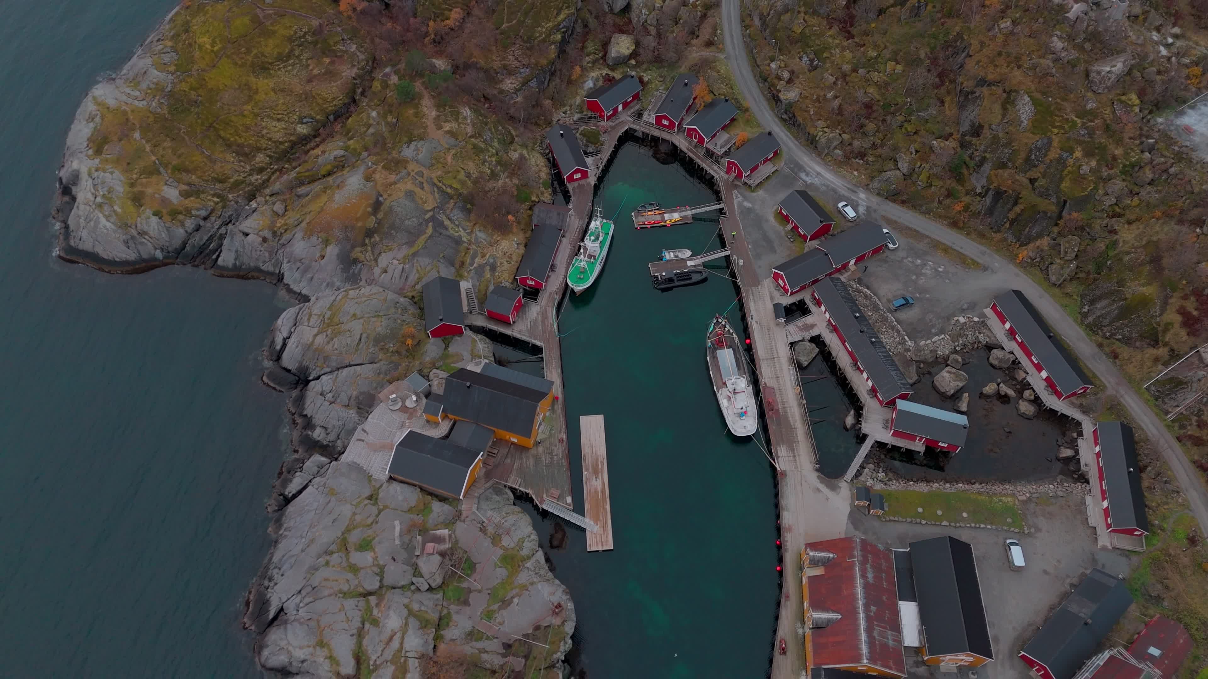 Aerial View Of Fishing Village Of Nusfjord, Lofoten Islands
