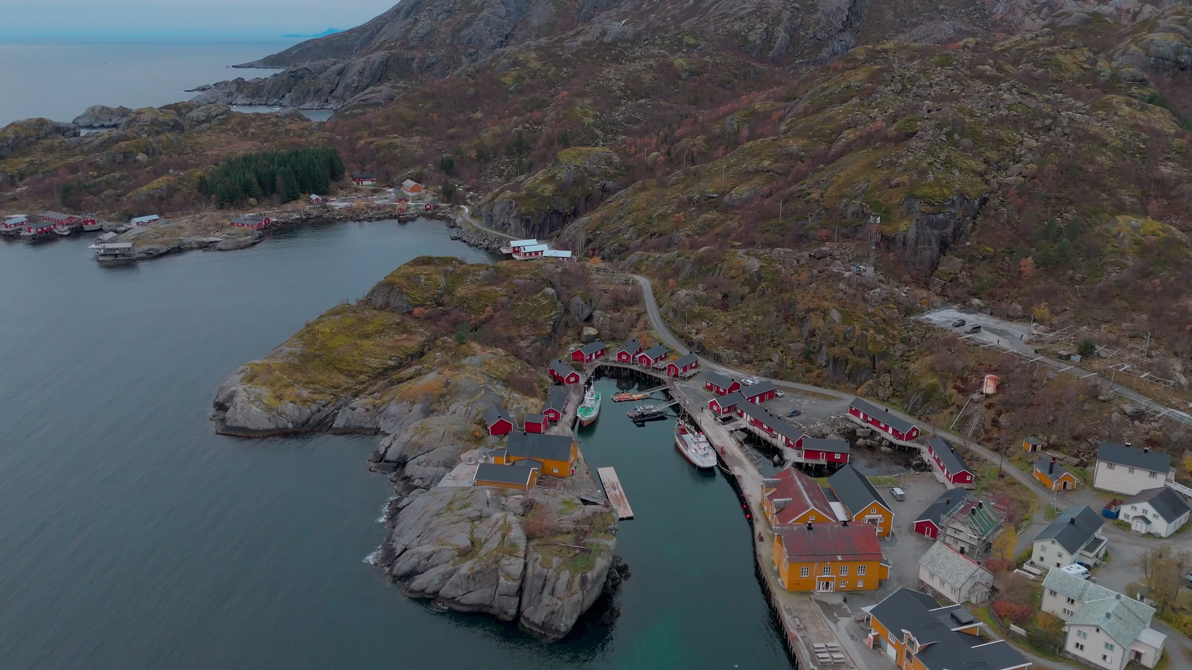 Aerial View Of Fishing Village Of Nusfjord, Lofoten Islands