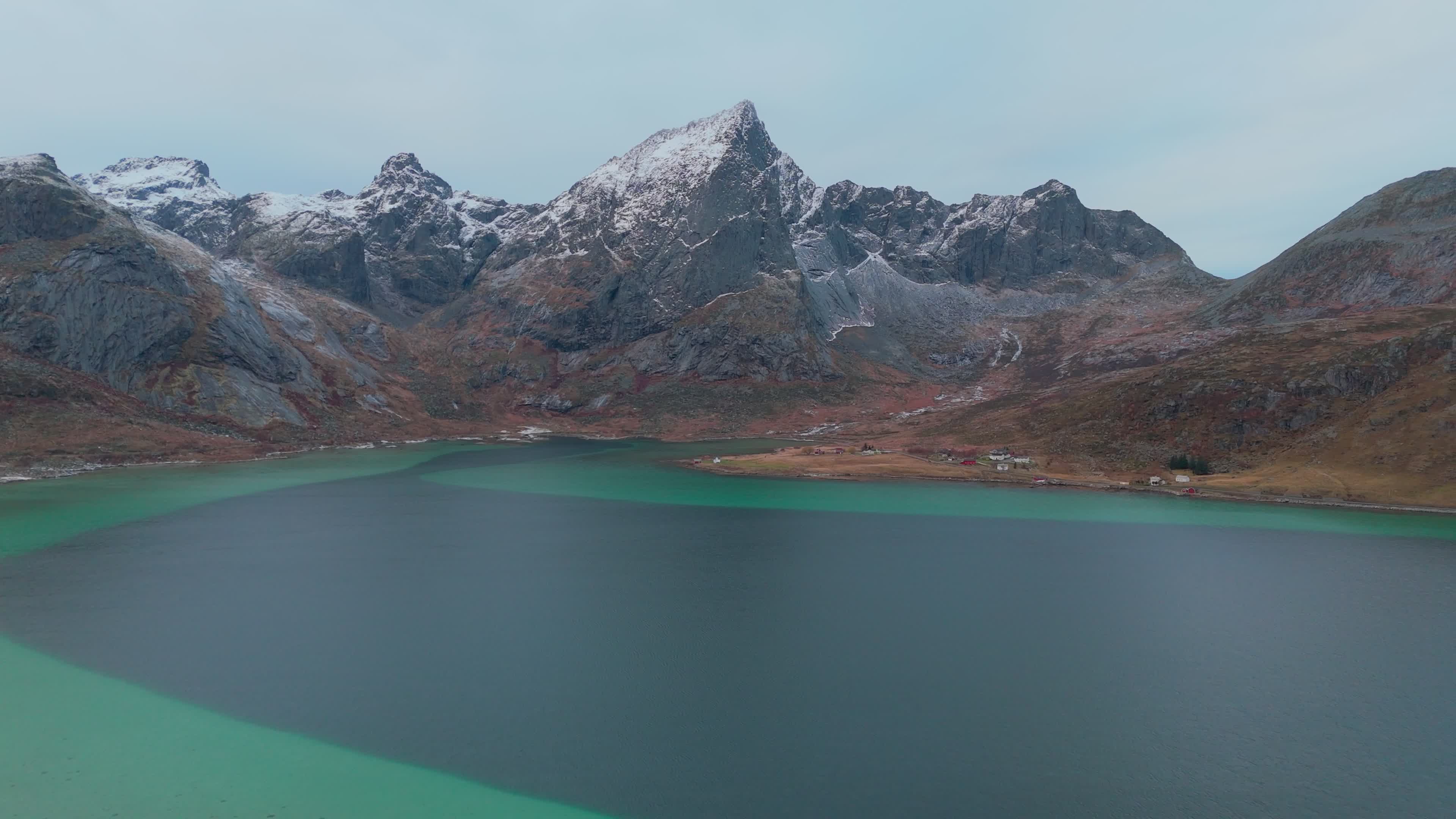 Aerial View Of Sea Between The Fjords In Lofoten Islands