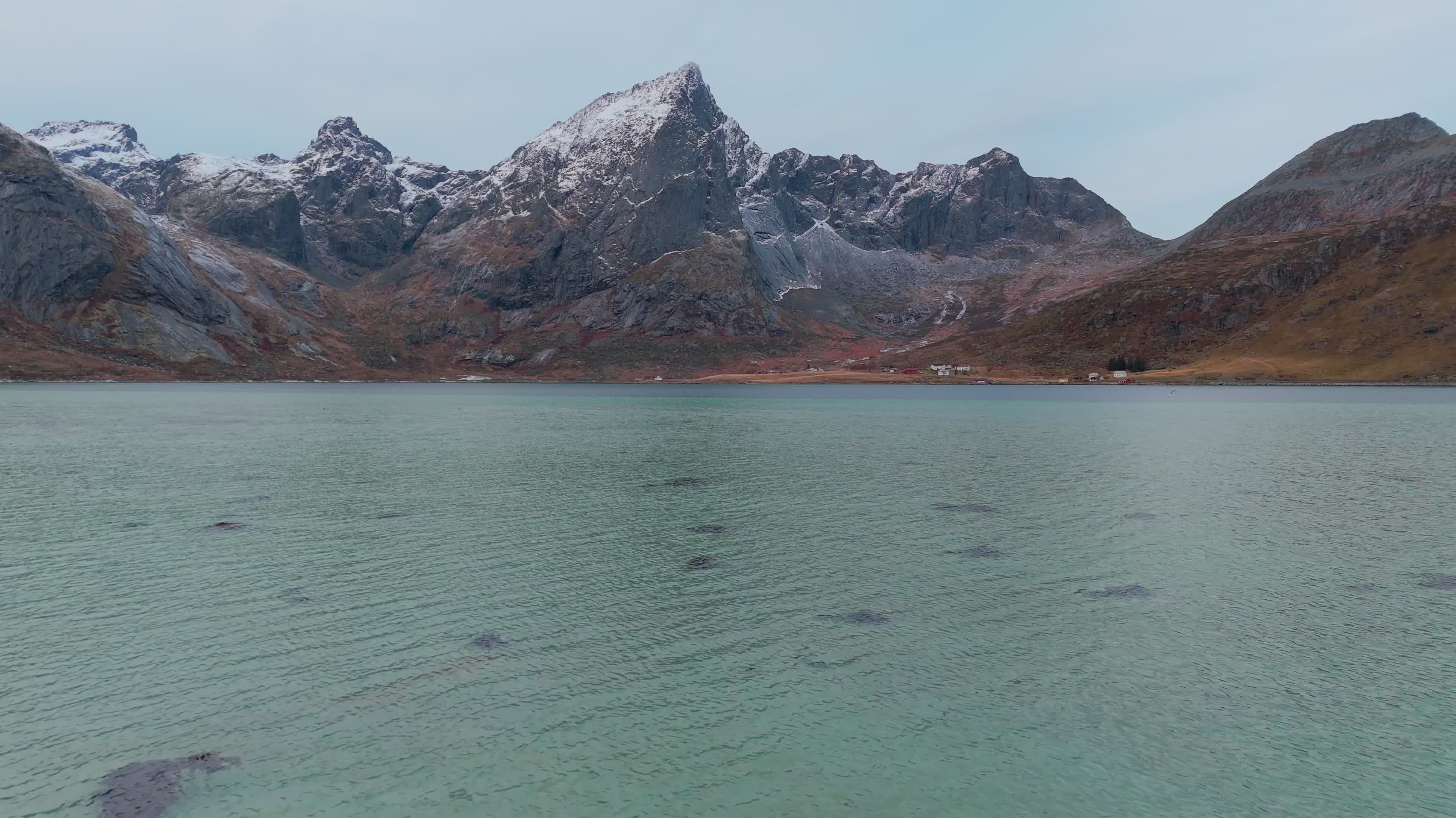 Aerial View Of Sea Between The Fjords In Lofoten Islands
