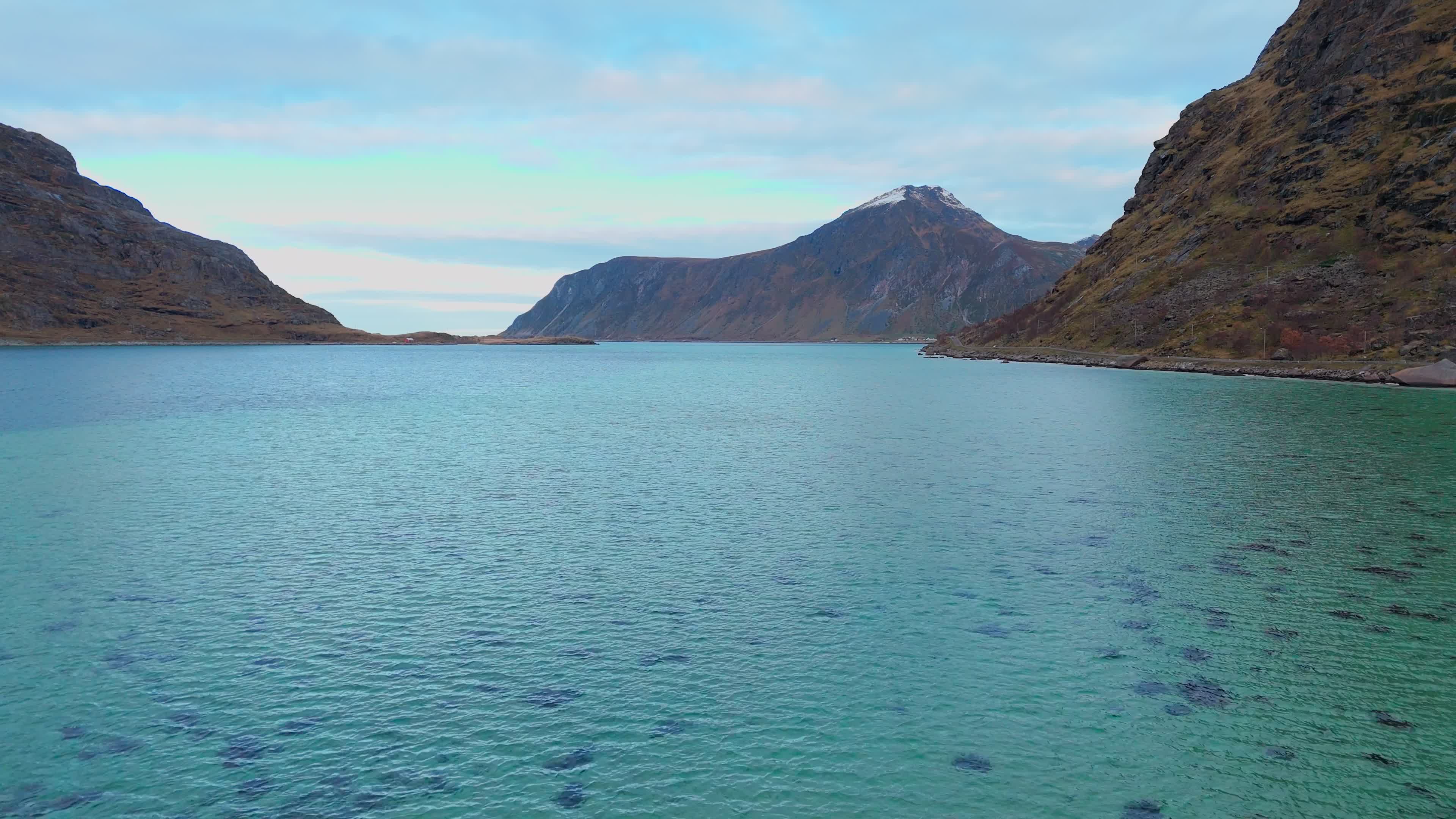 Aerial View Of Sea Between The Fjords In Lofoten Islands