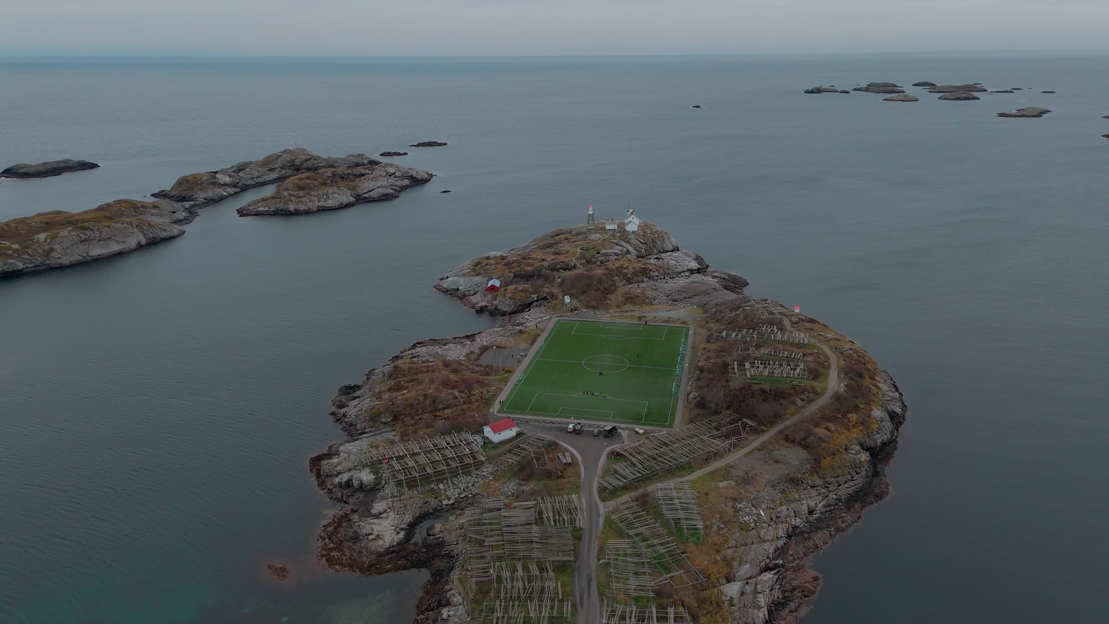 Drone View Of Henningsvaer Stadium In The Lofoten Stadium