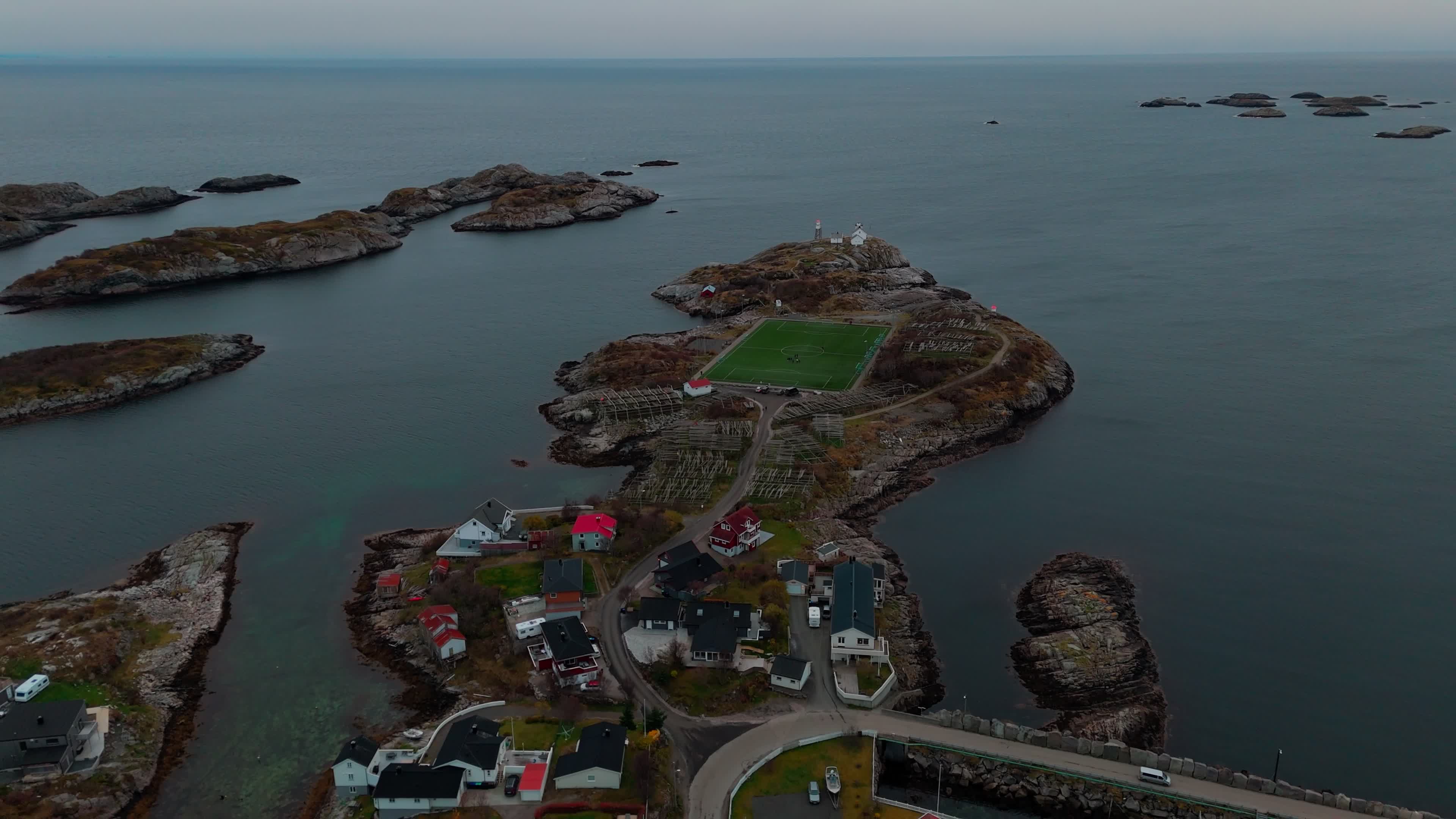 Drone View Of Henningsvaer Stadium In The Lofoten Stadium