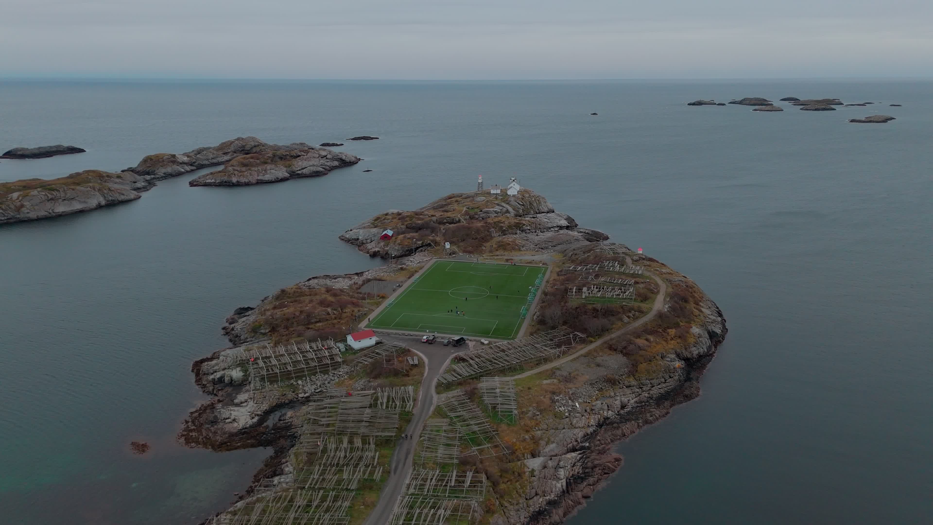 Drone View Of Henningsvaer Stadium In The Lofoten Stadium