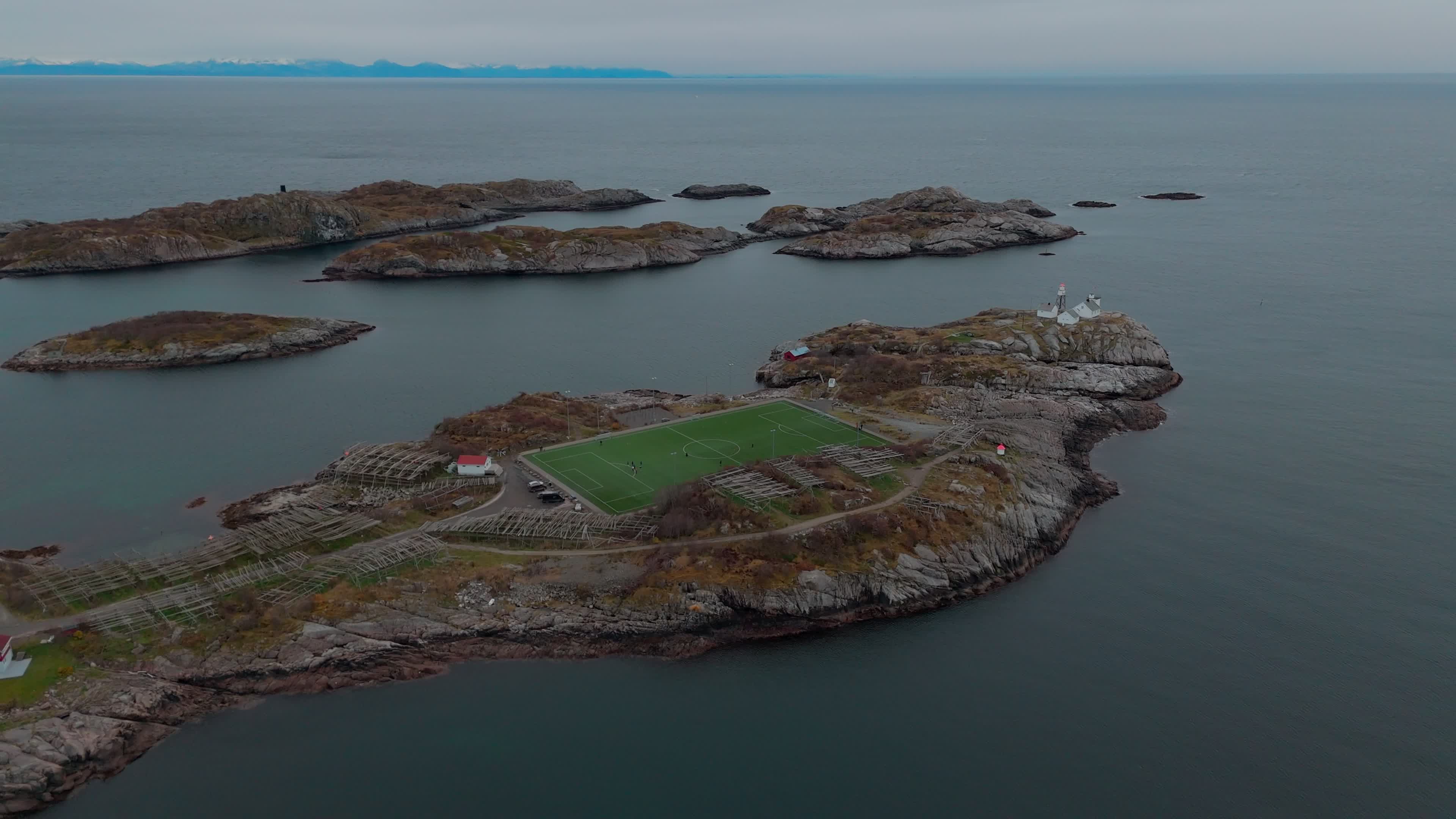 Drone View Of Henningsvaer Stadium In The Lofoten Stadium