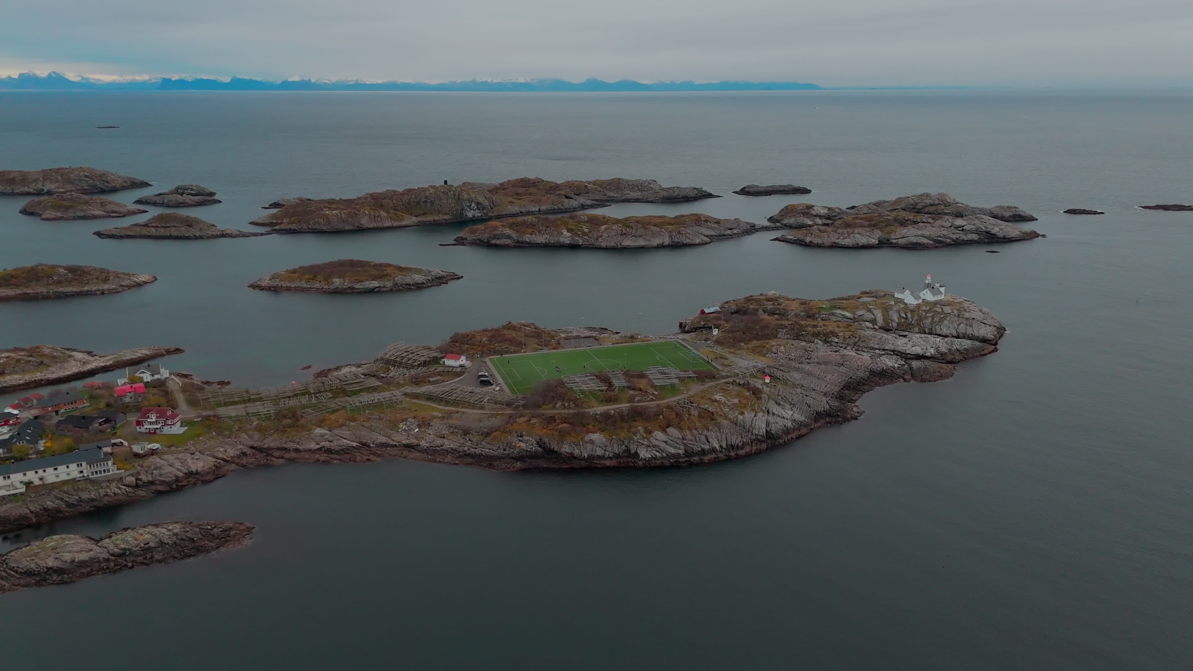 Drone View Of Henningsvaer Stadium In The Lofoten Stadium