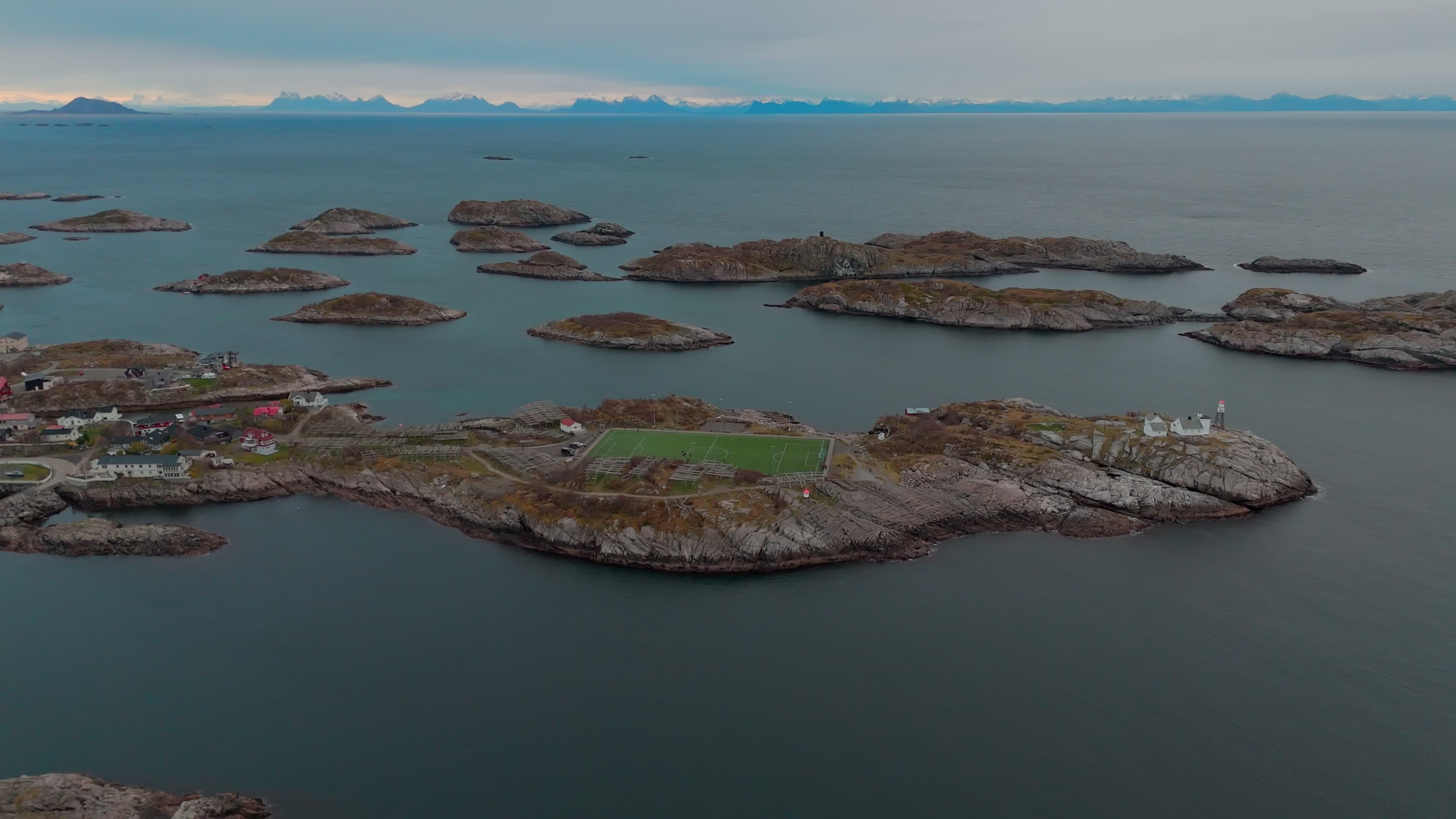 Drone View Of Henningsvaer Stadium In The Lofoten Stadium