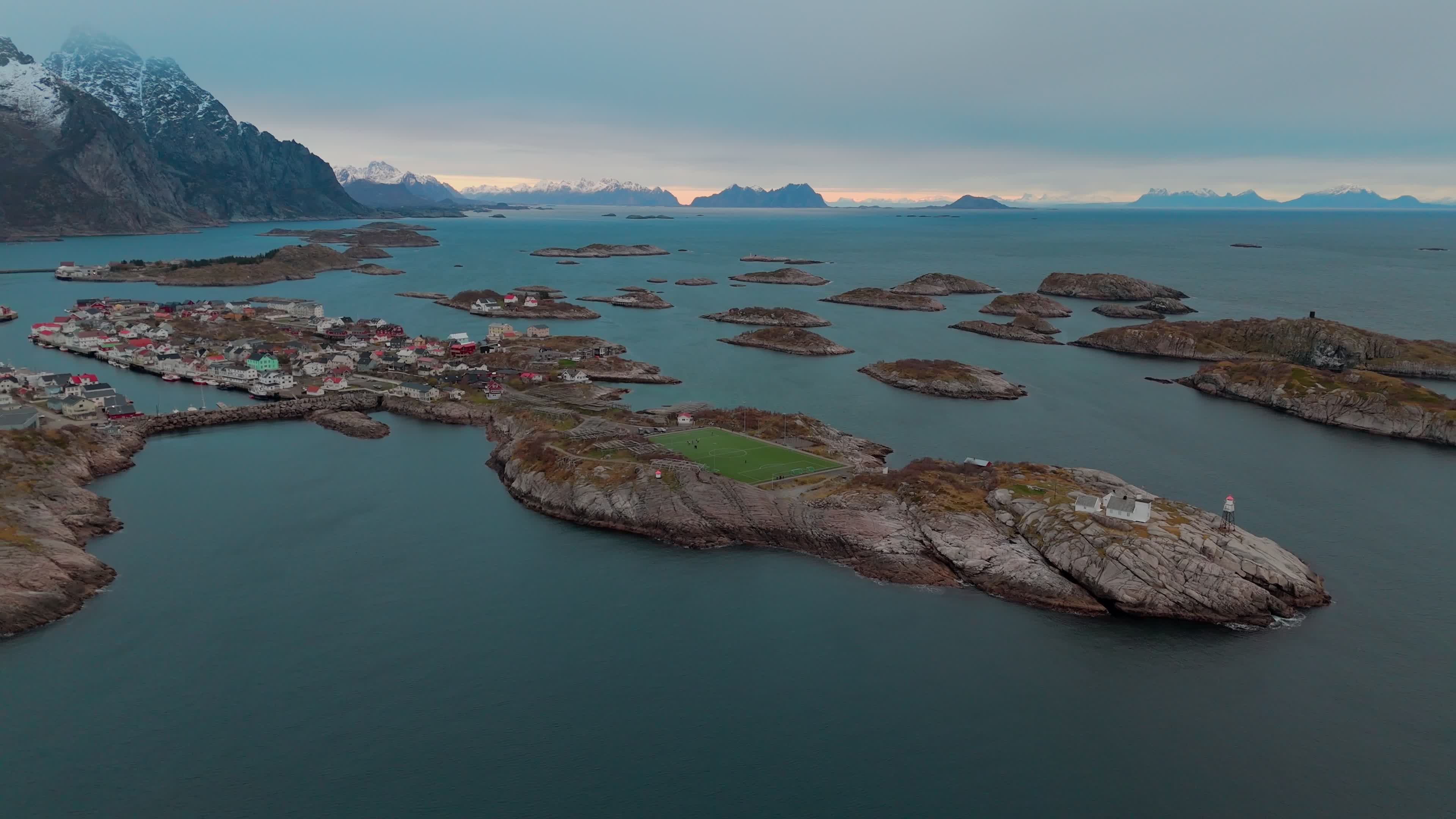 Drone View Of Henningsvaer Stadium In The Lofoten Stadium