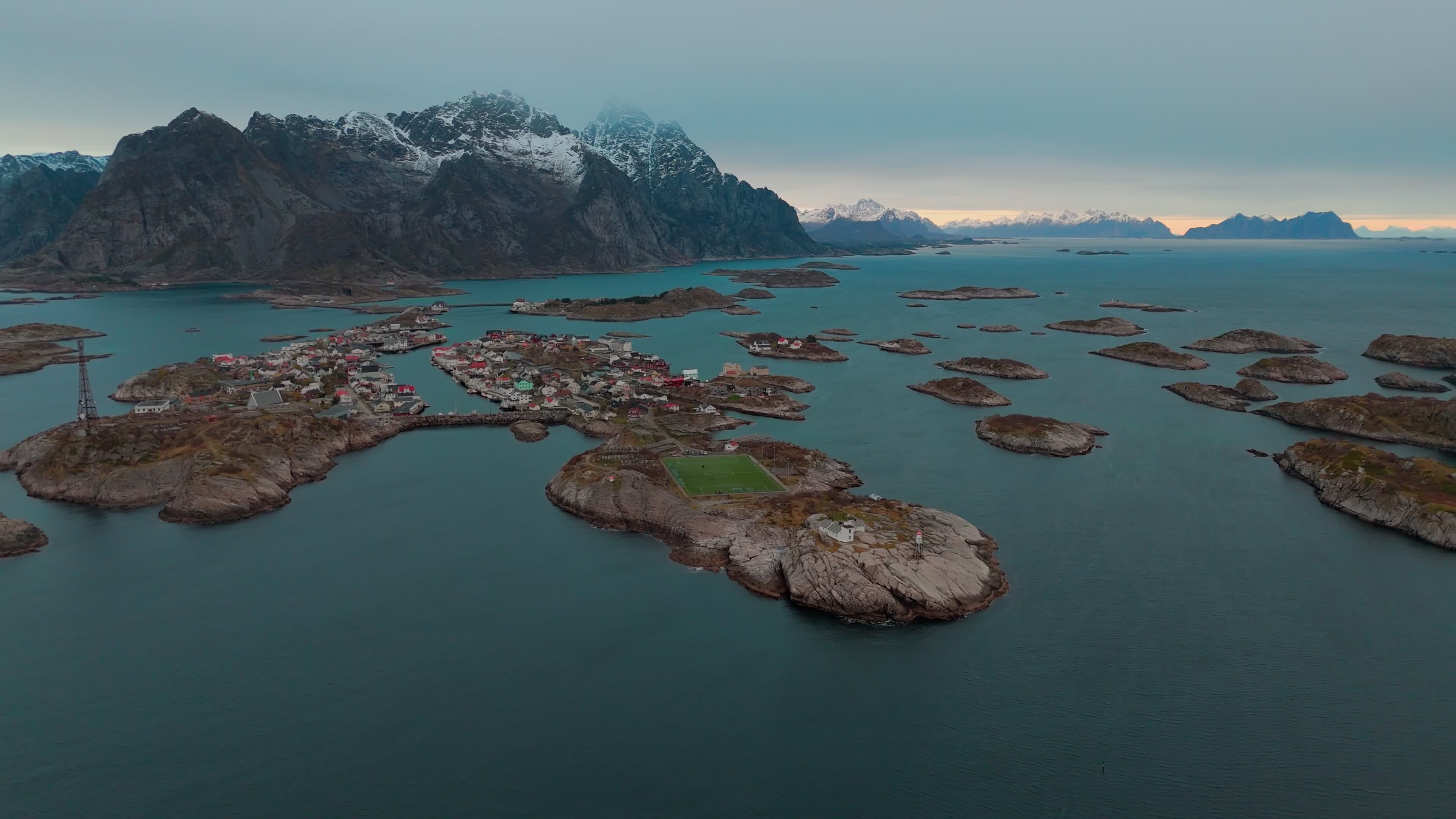 Drone View Of Henningsvaer Stadium In The Lofoten Stadium