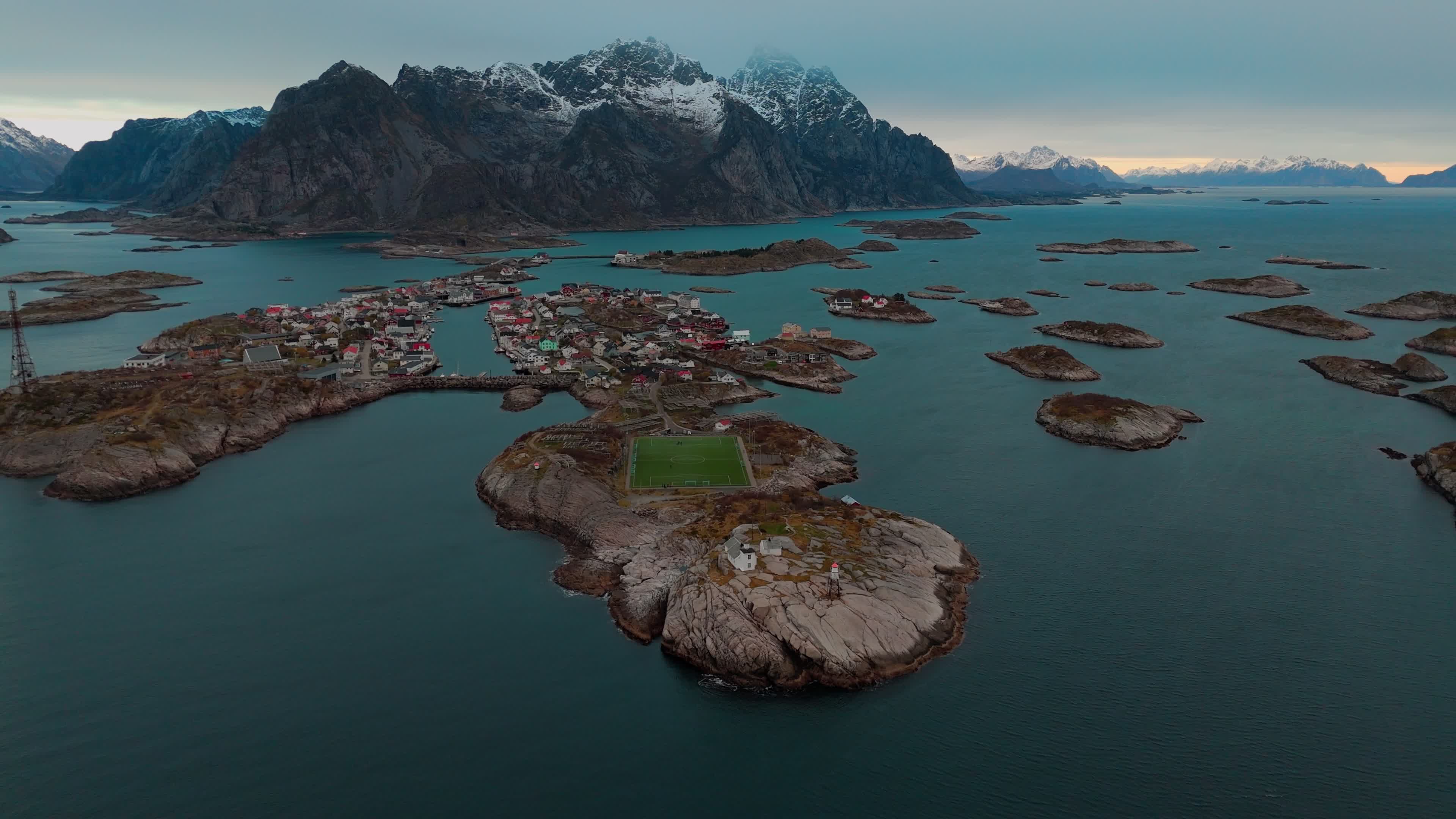 Drone View Of Henningsvaer Stadium In The Lofoten Stadium