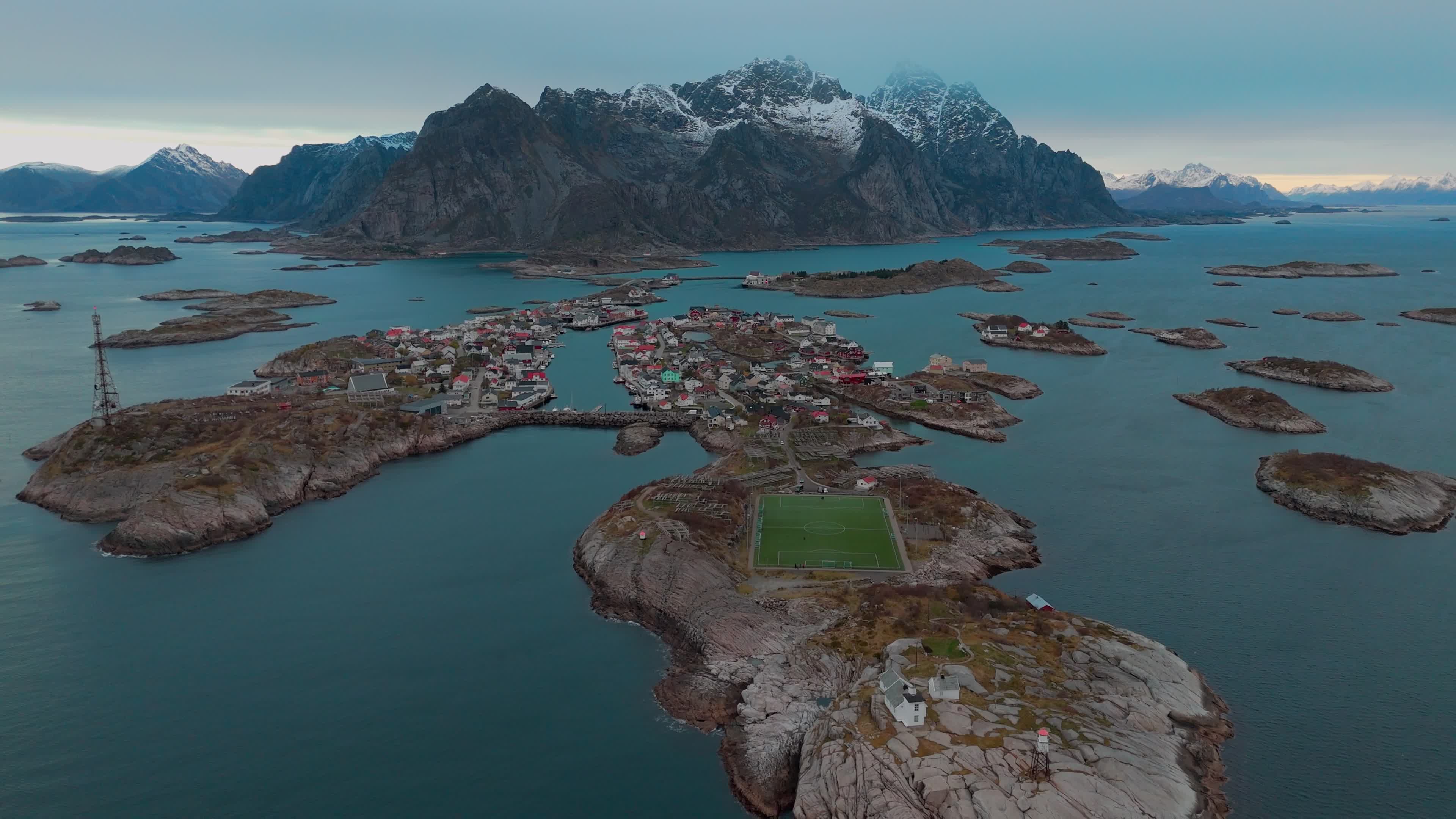 Drone View Of Henningsvaer Stadium In The Lofoten Stadium