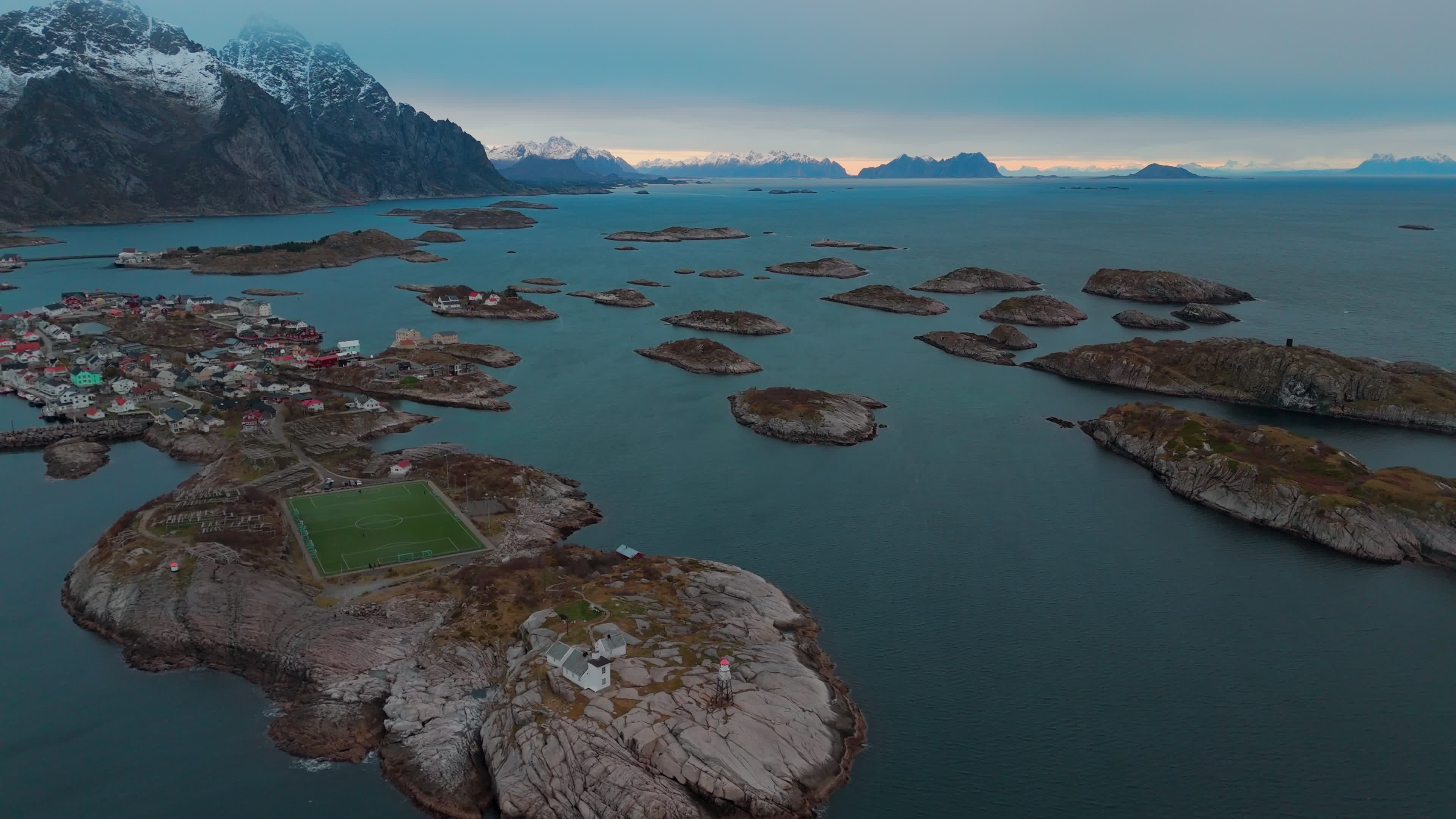 Drone View Of Henningsvaer Stadium In The Lofoten Stadium