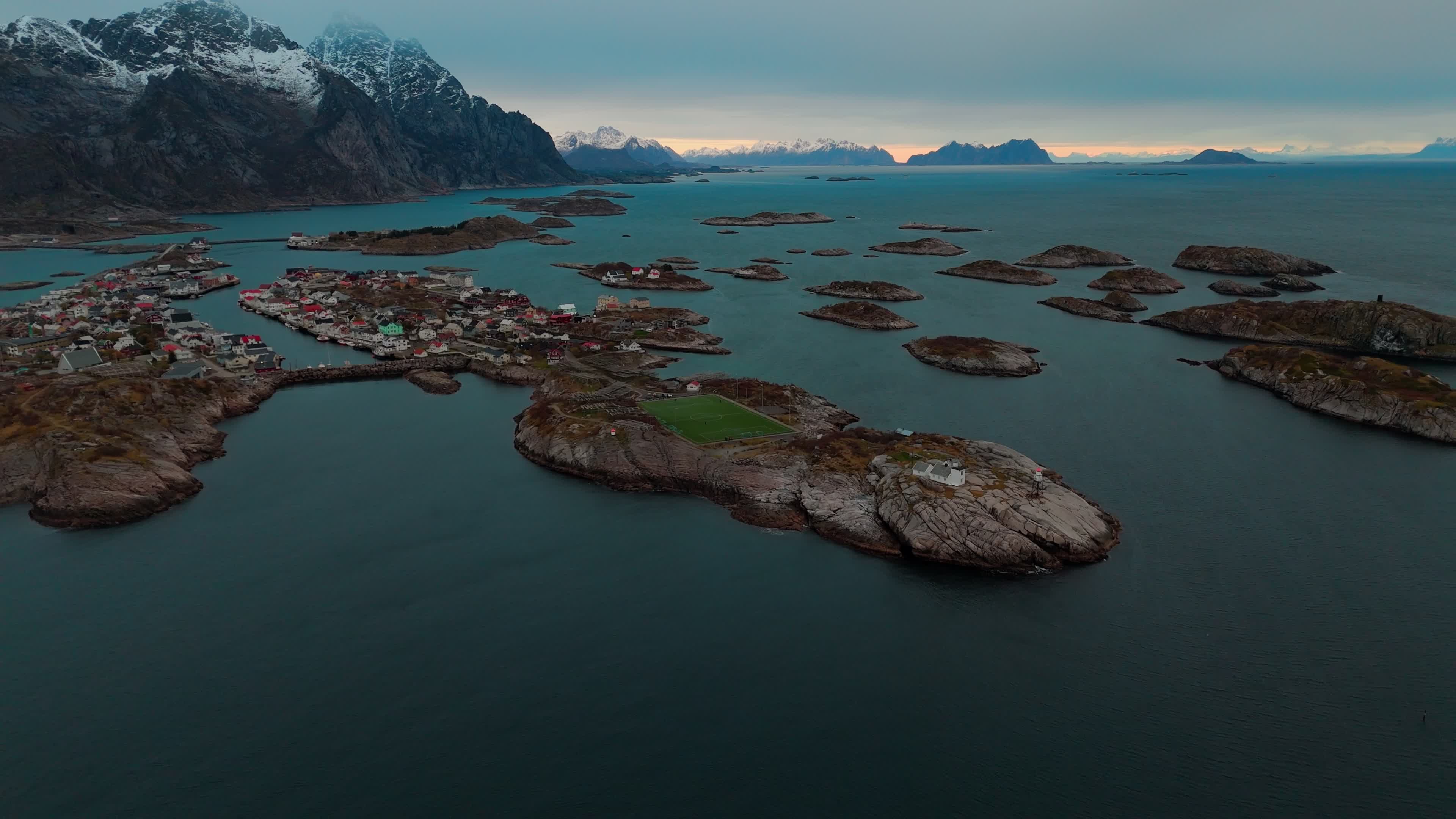 Drone View Of Henningsvaer Stadium In The Lofoten Stadium