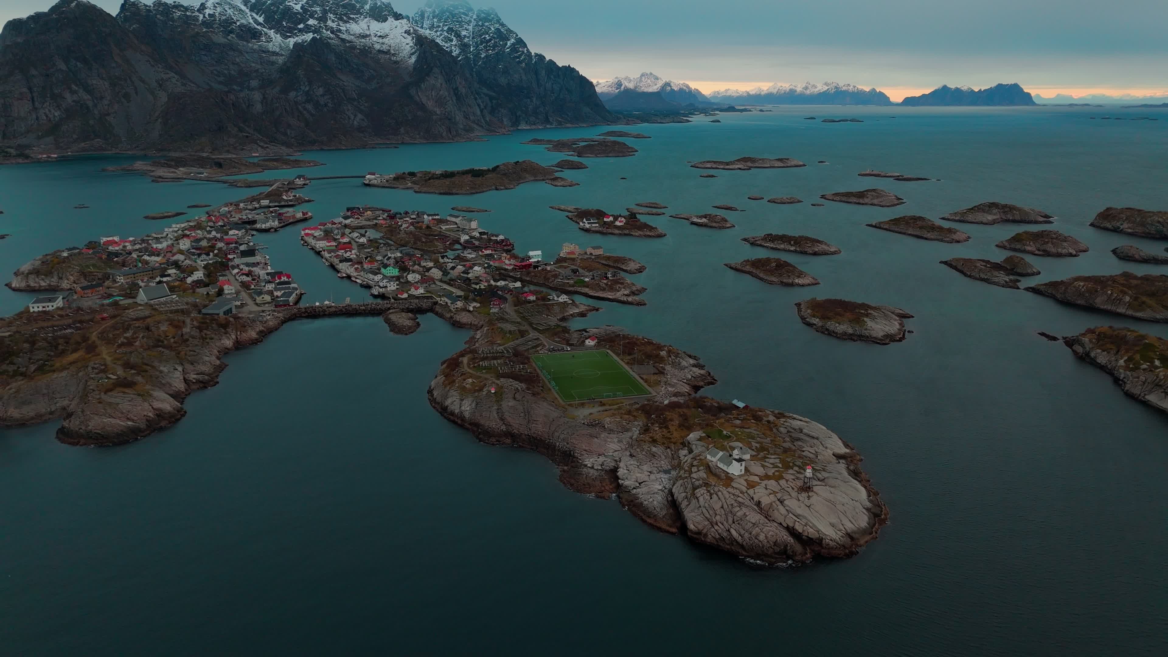 Drone View Of Henningsvaer Stadium In The Lofoten Stadium