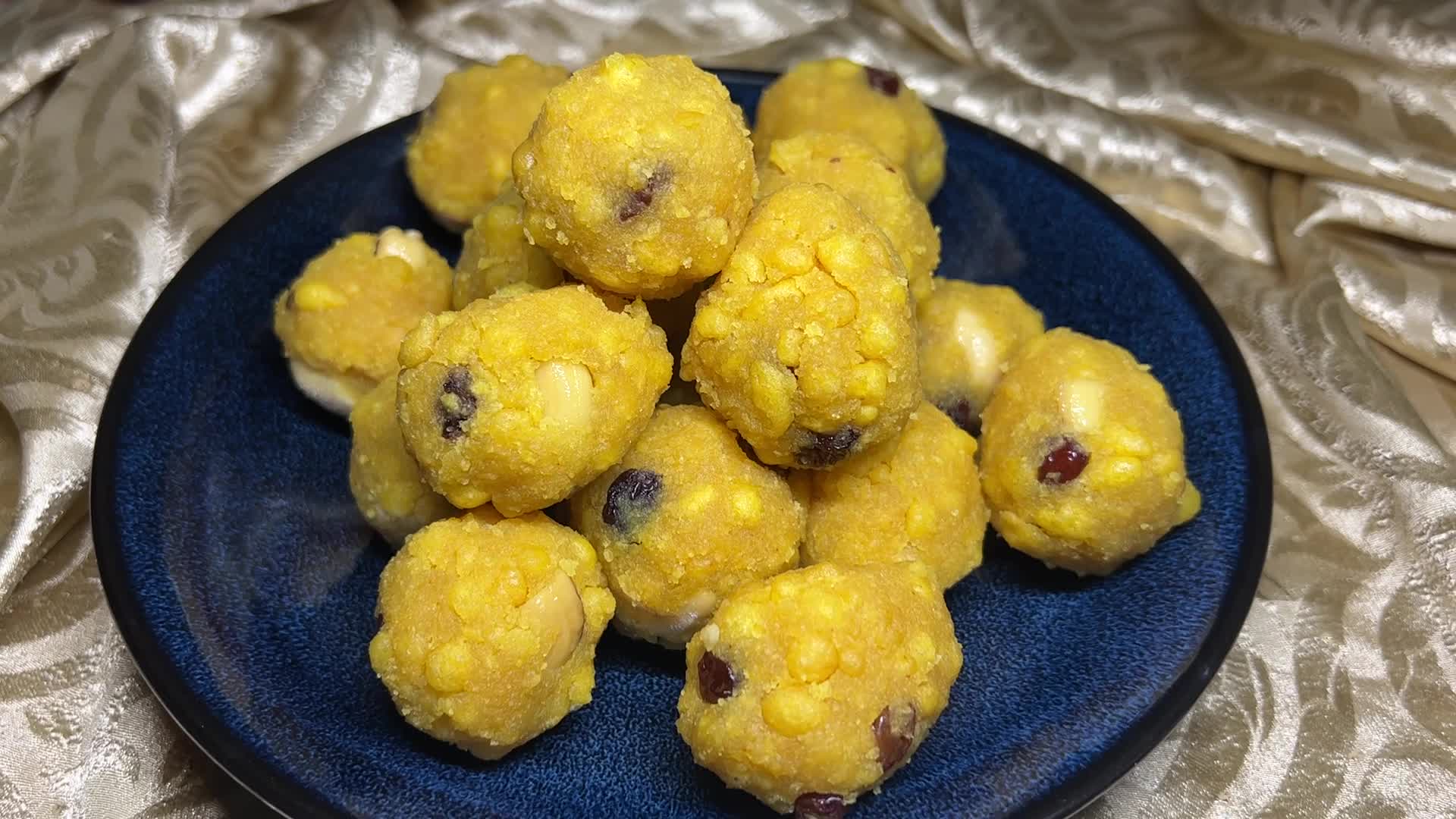 Woman preparing Boondi Laddus for the festival of Diwali