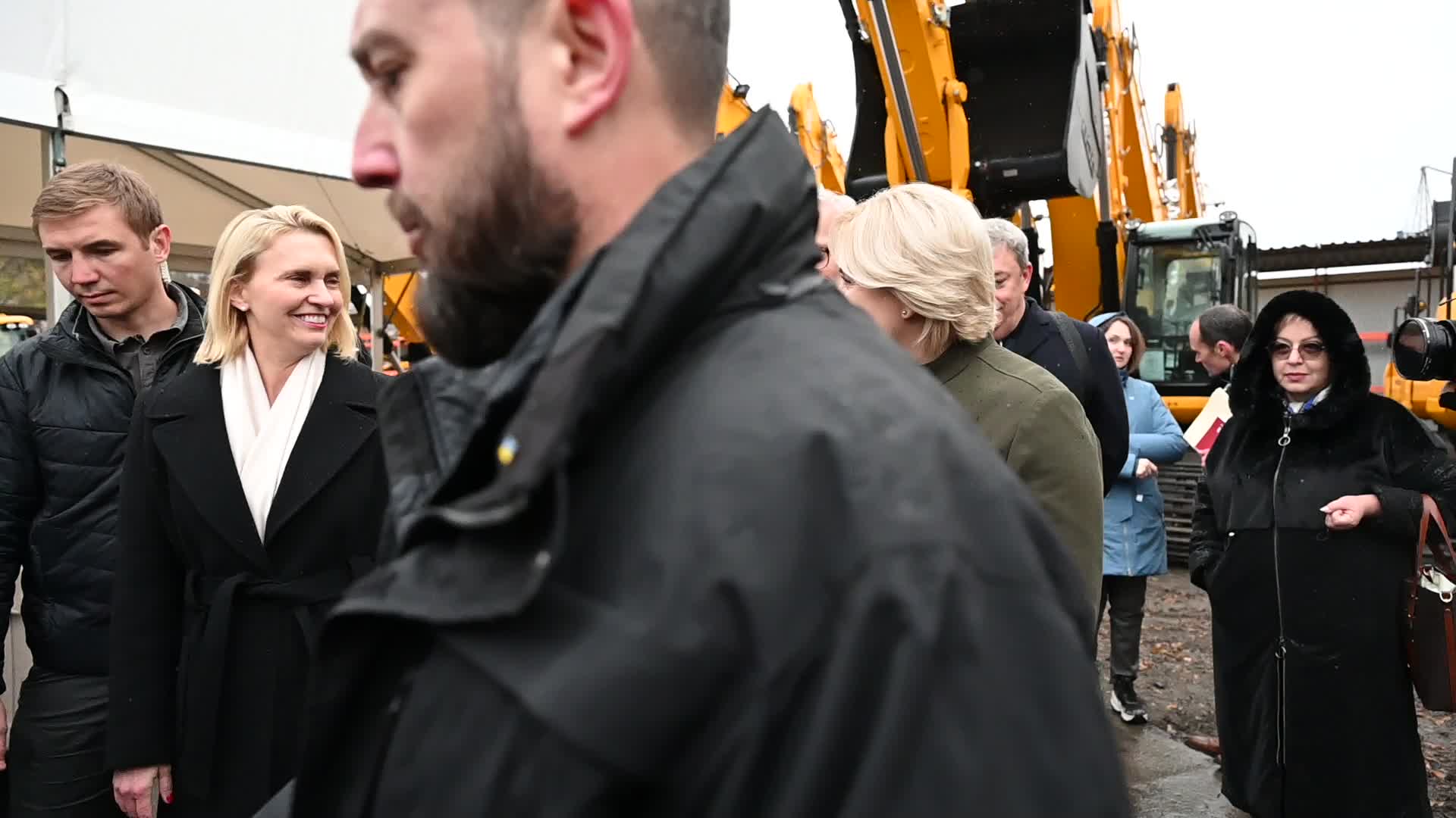US Ambassador to Ukraine hands over heavy machinery in Kyiv, amid Russia's invasion of Ukraine