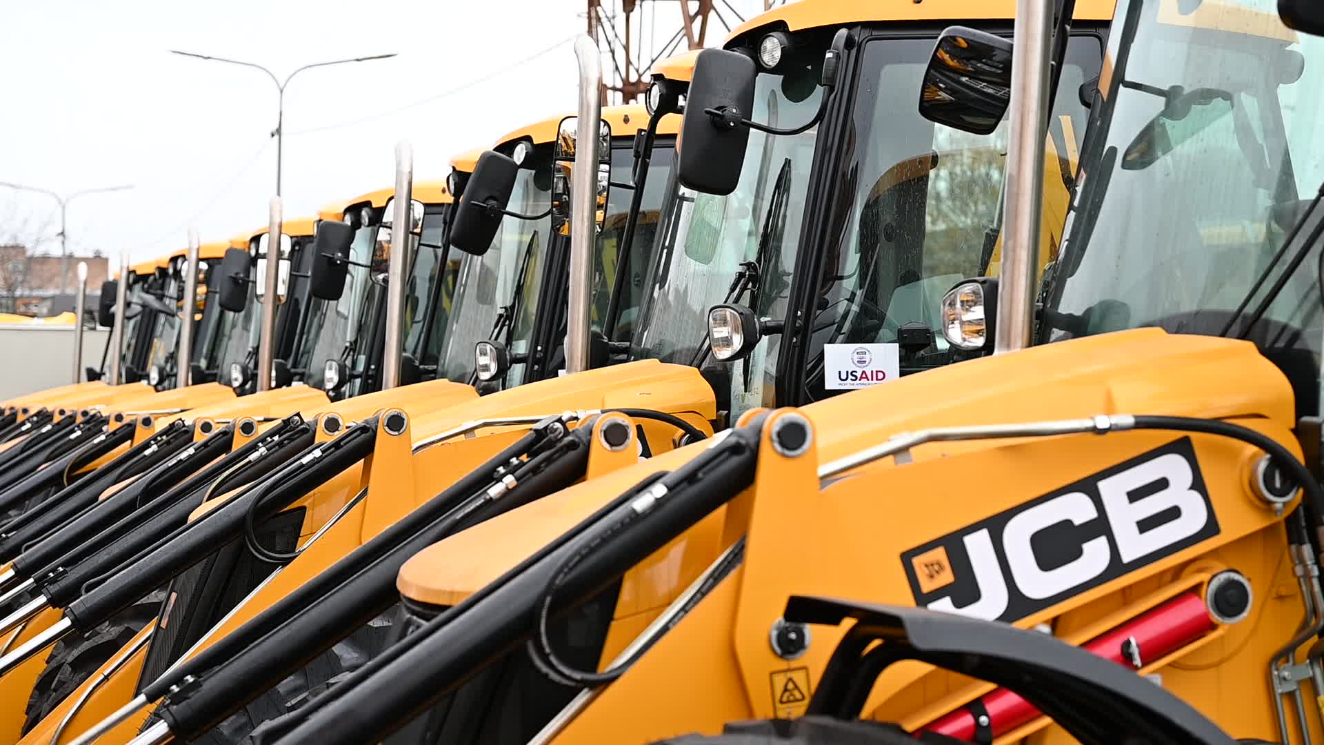 US Ambassador to Ukraine hands over heavy machinery in Kyiv, amid Russia's invasion of Ukraine