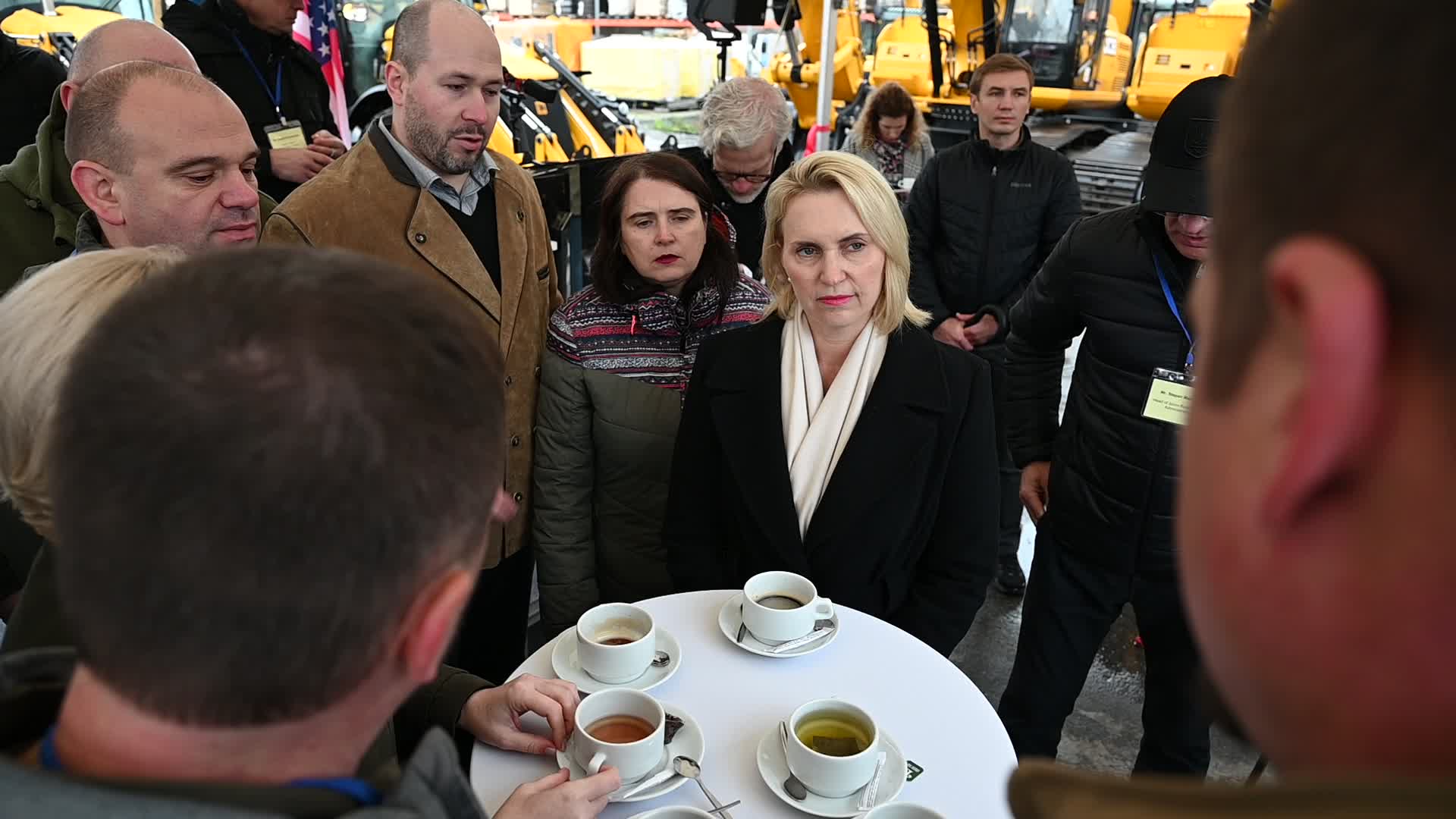 US Ambassador to Ukraine hands over heavy machinery in Kyiv, amid Russia's invasion of Ukraine
