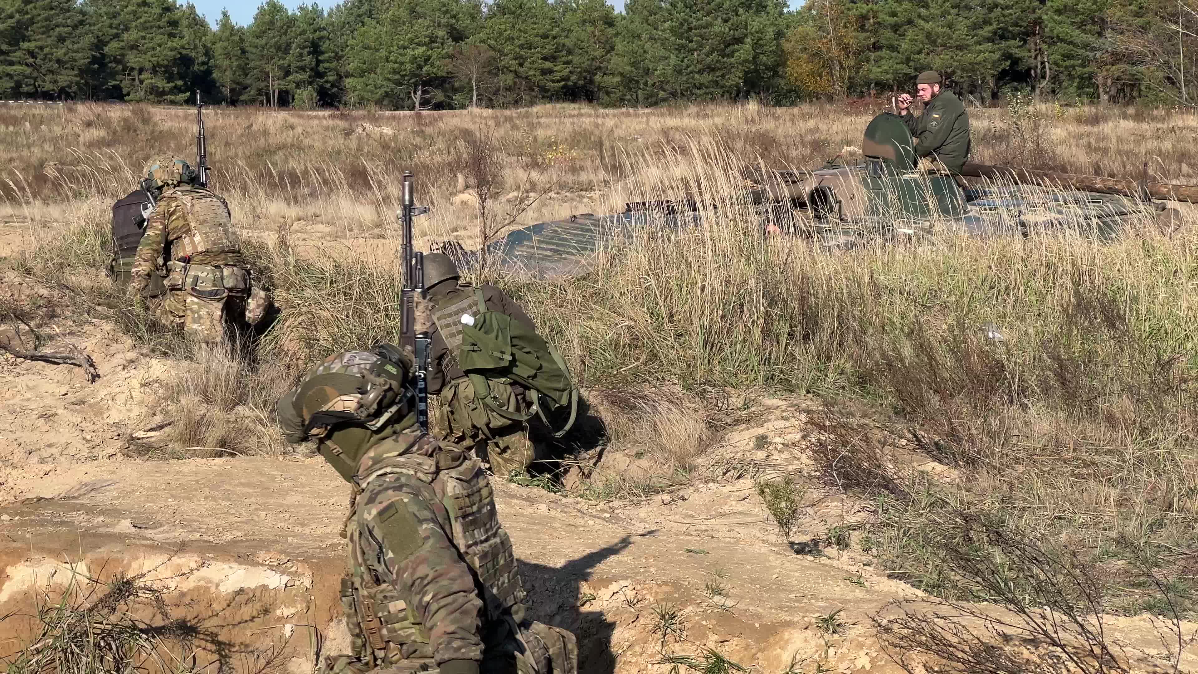 Servicemen of the First Presidential National Guard Brigade of Ukraine BUREVIY (Storm) during a practical exercise 