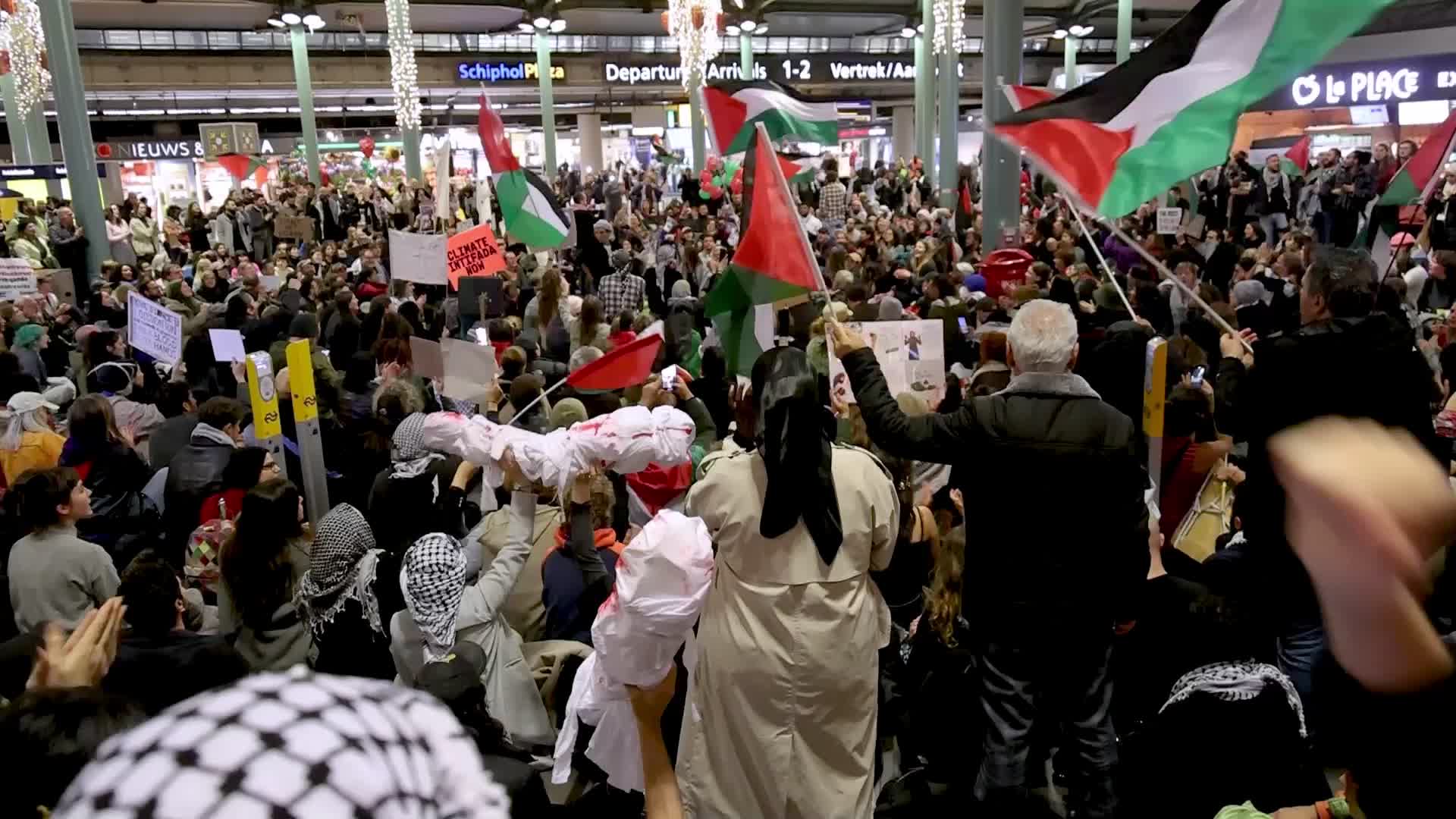  Pro-Palestinian protests at Amsterdam Schiphol Airport 
